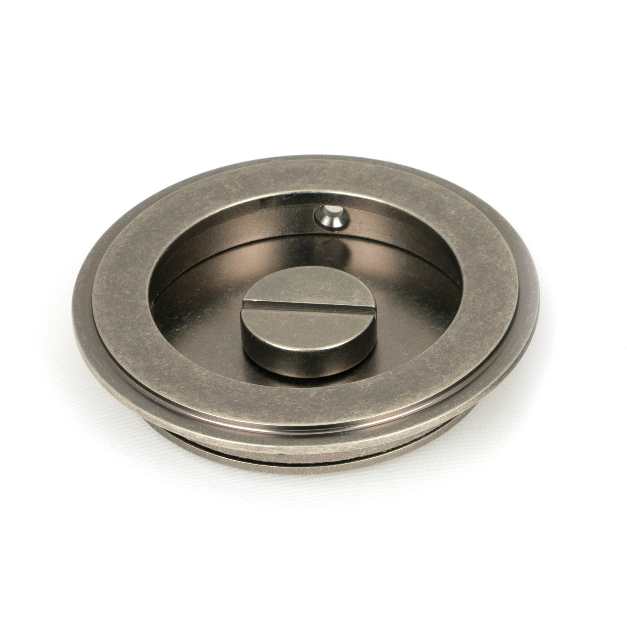 Pewter 75mm Art Deco Round Pull - Privacy Set | From The Anvil-Cabinet Pulls-Yester Home