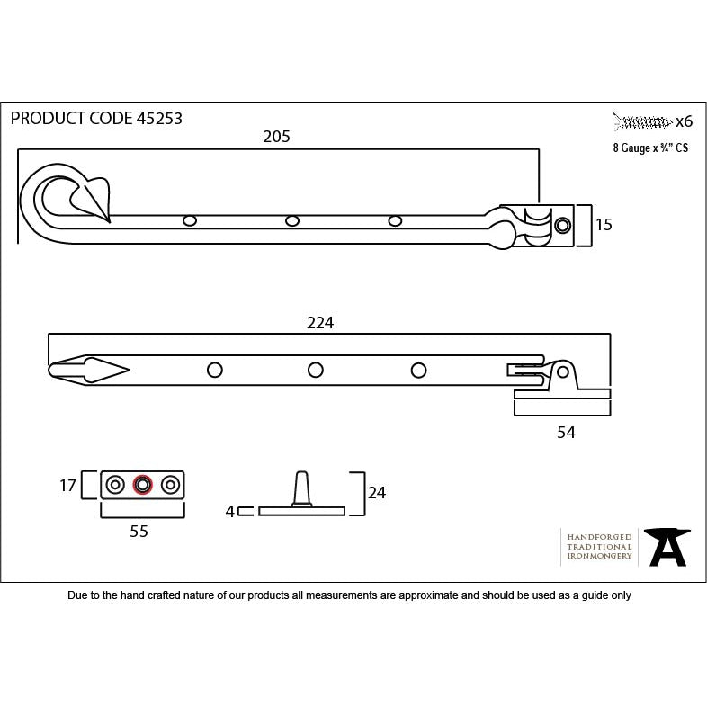 Pewter 8" Shropshire Window Stay | From The Anvil-Stays-Yester Home
