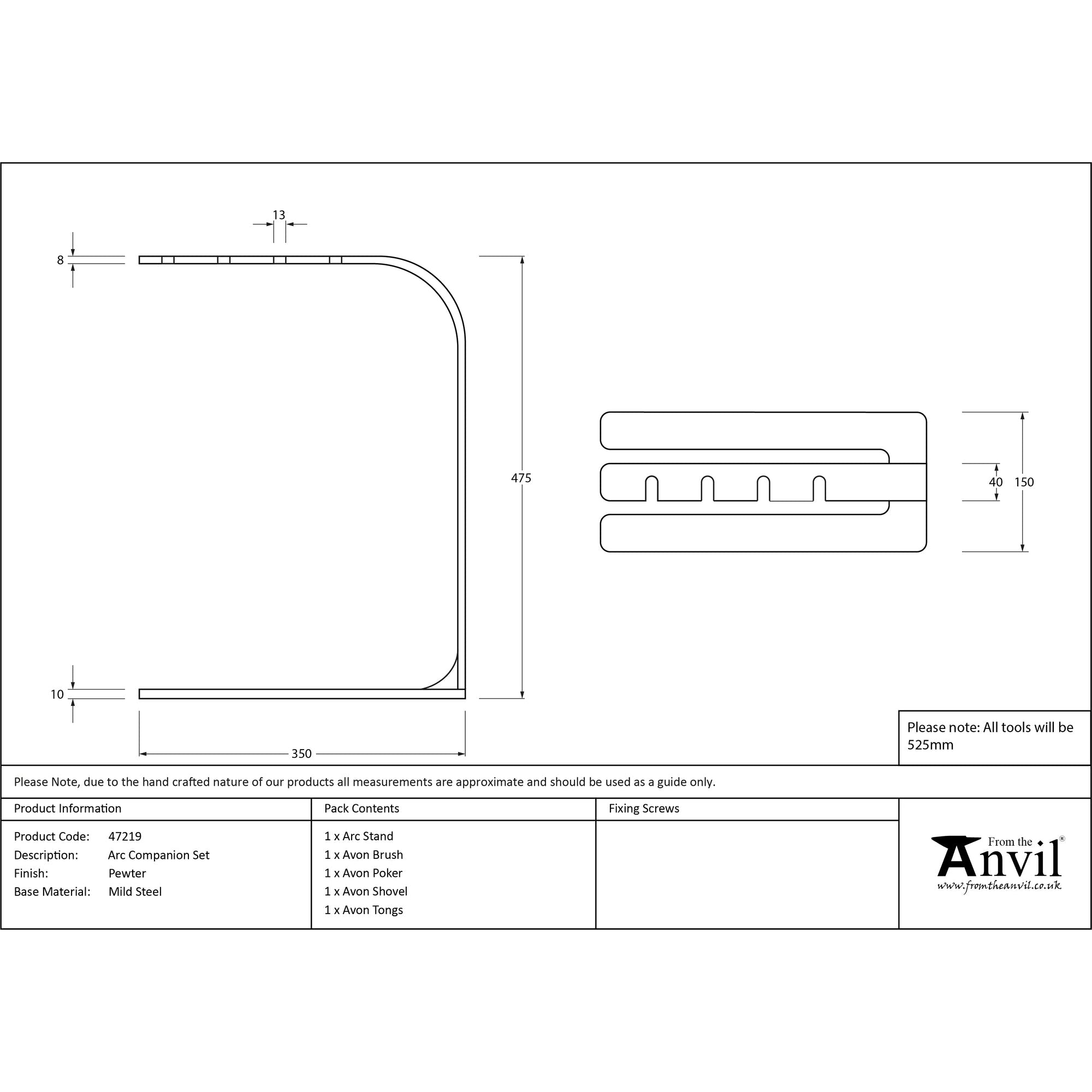 Pewter Arc Companion Set - Avon Tools | From The Anvil-Companion Sets-Yester Home