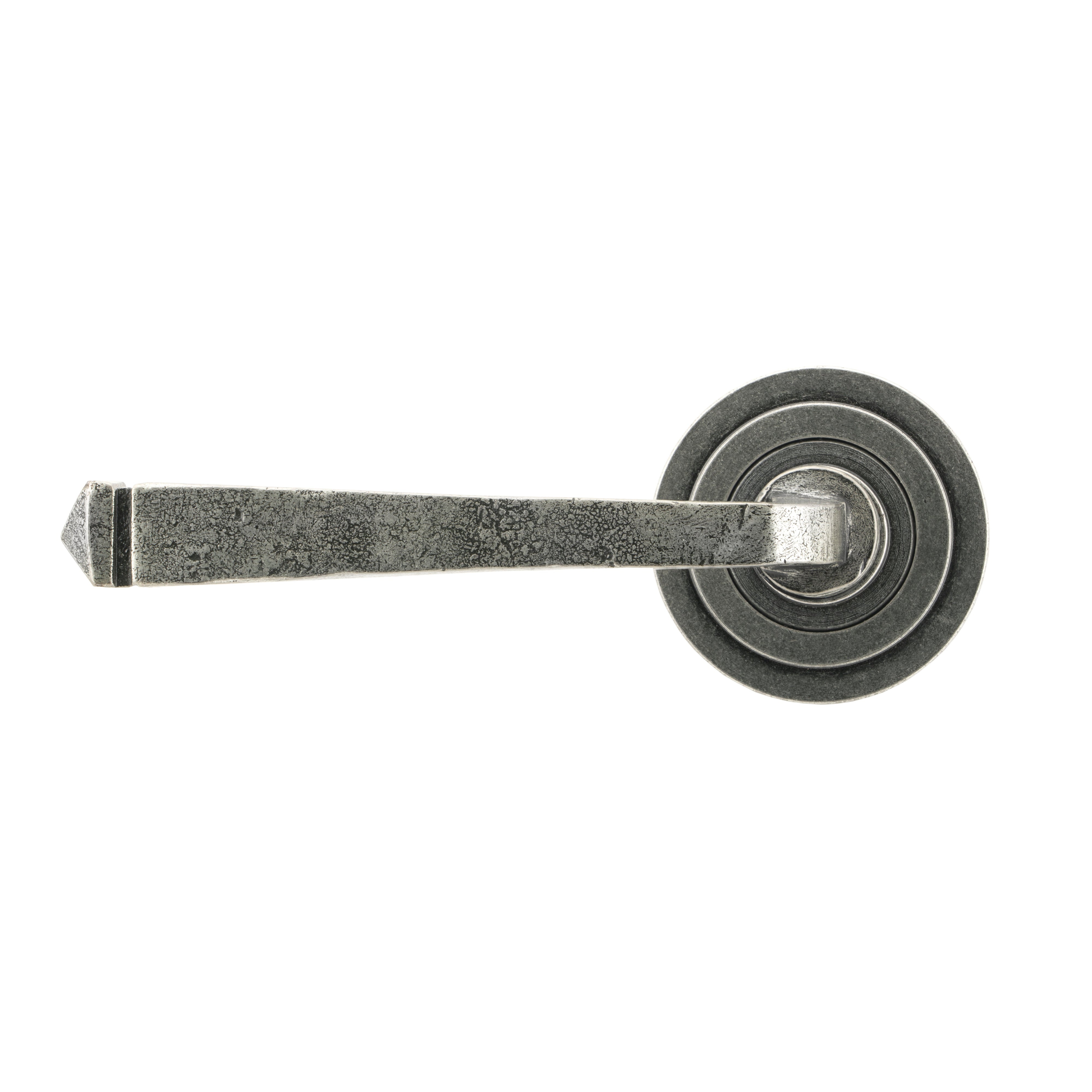 Pewter Avon Round Lever on Rose Set (Art Deco) | From The Anvil-Concealed-Yester Home