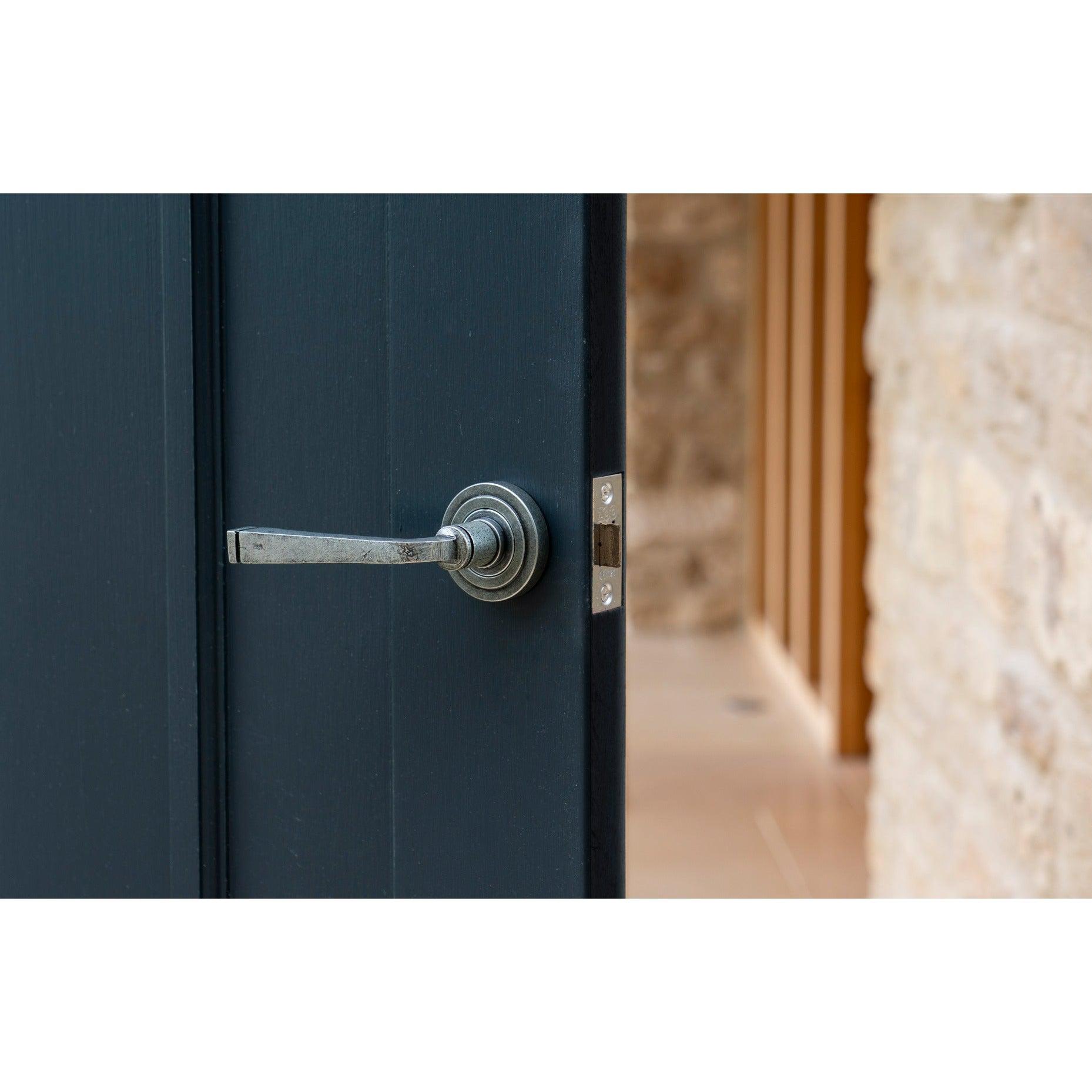 Pewter Avon Round Lever on Rose Set (Art Deco) - Unsprung | From The Anvil-Concealed-Yester Home
