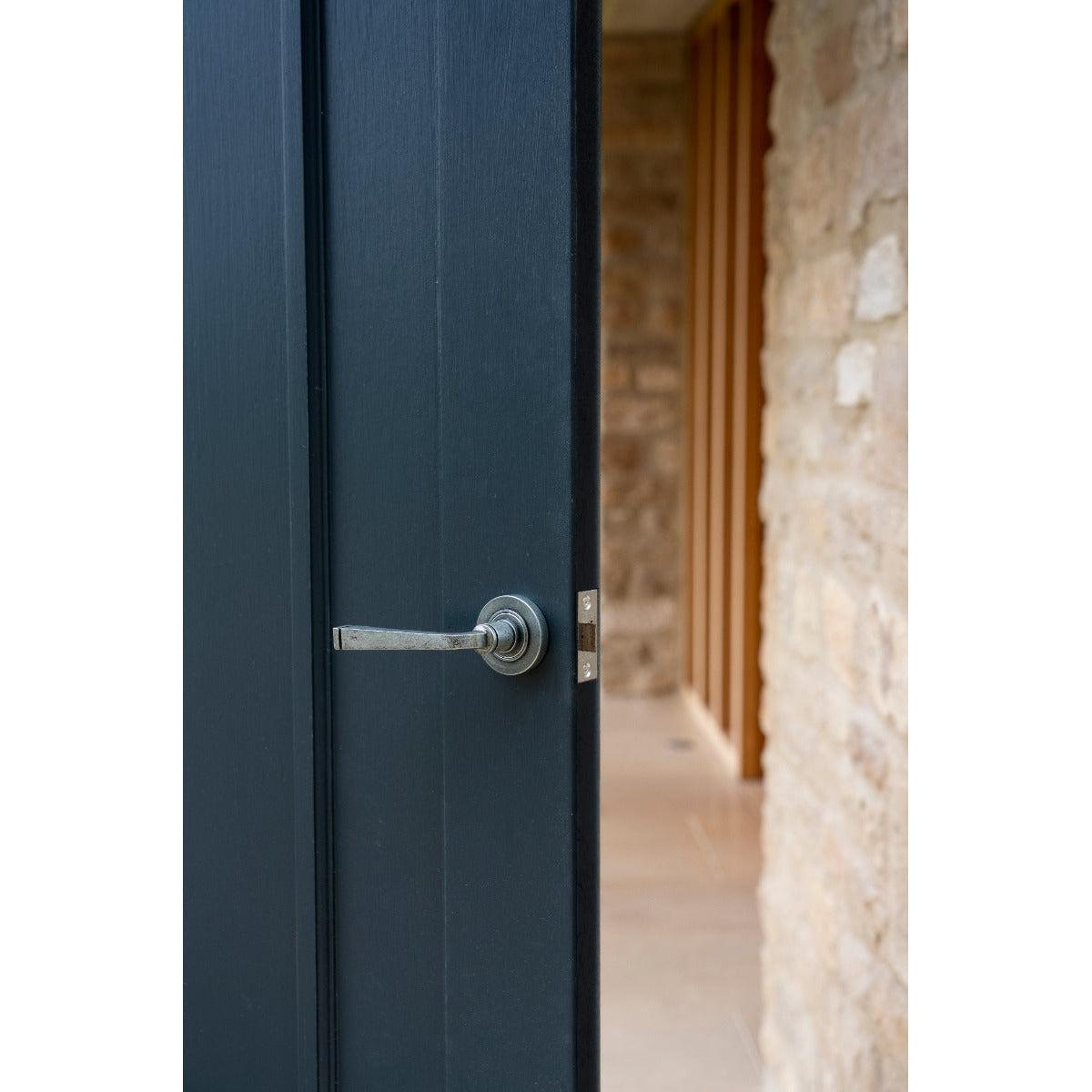 Pewter Avon Round Lever on Rose Set (Plain) | From The Anvil-Concealed-Yester Home