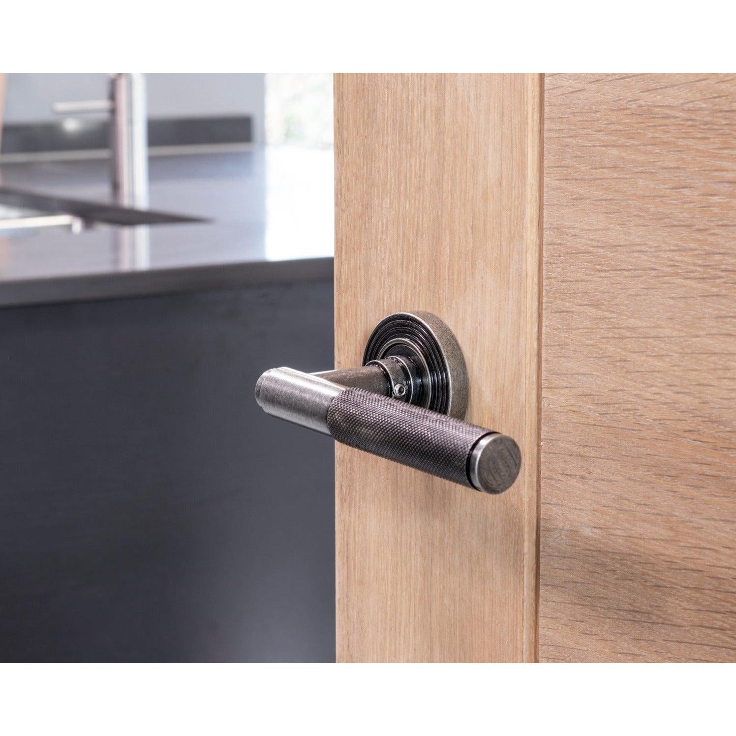 Pewter Brompton Lever on Rose Set (Beehive) | From The Anvil-Concealed-Yester Home