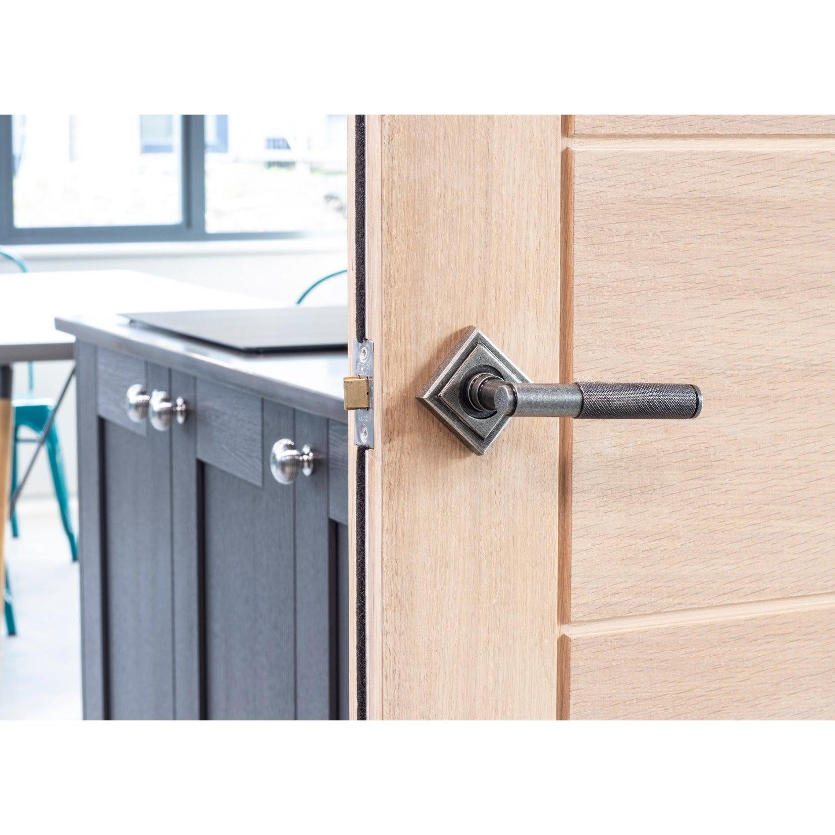 Pewter Brompton Lever on Rose Set (Square) | From The Anvil-Concealed-Yester Home