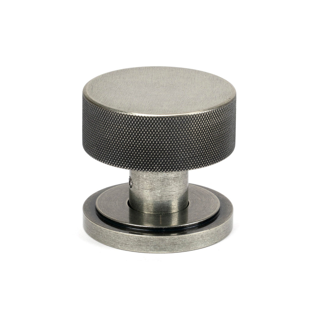 Pewter Brompton Mortice/Rim Knob Set (Art Deco) | From The Anvil-Mortice Knobs-Yester Home