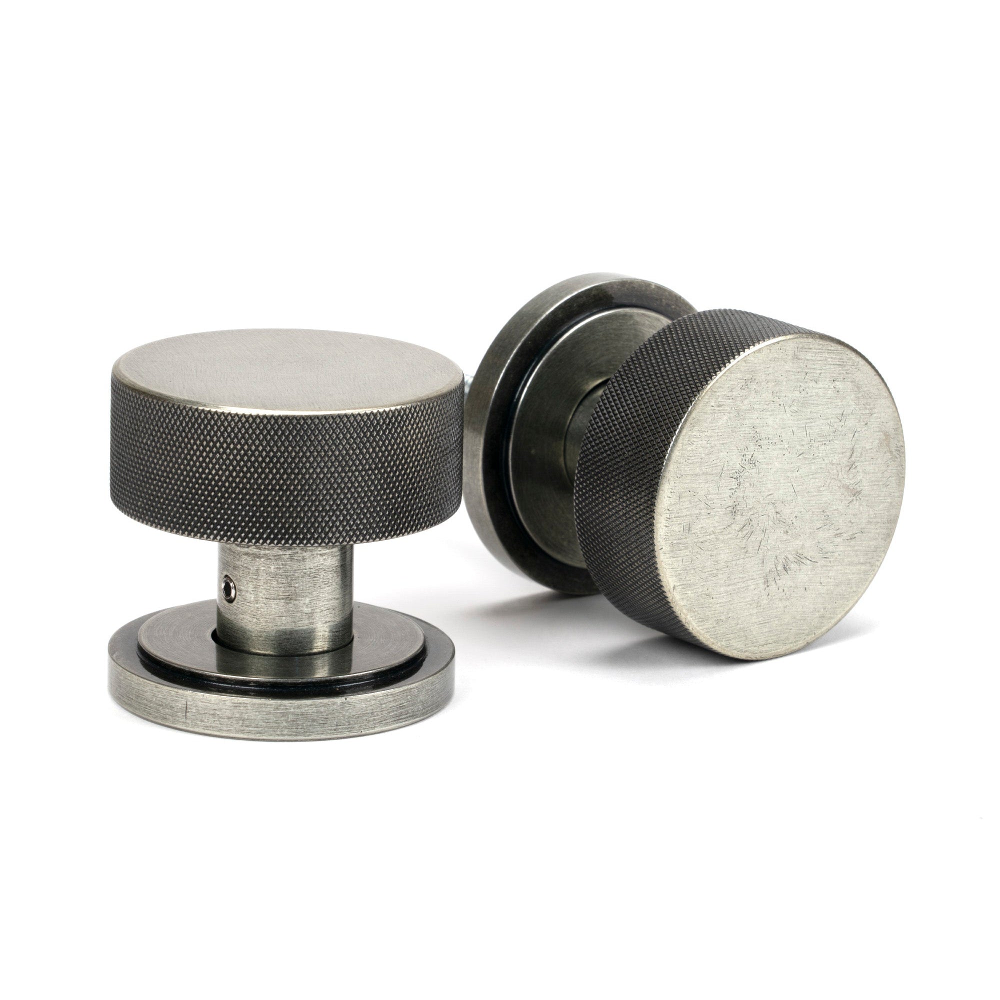 Pewter Brompton Mortice/Rim Knob Set (Art Deco) | From The Anvil-Mortice Knobs-Yester Home