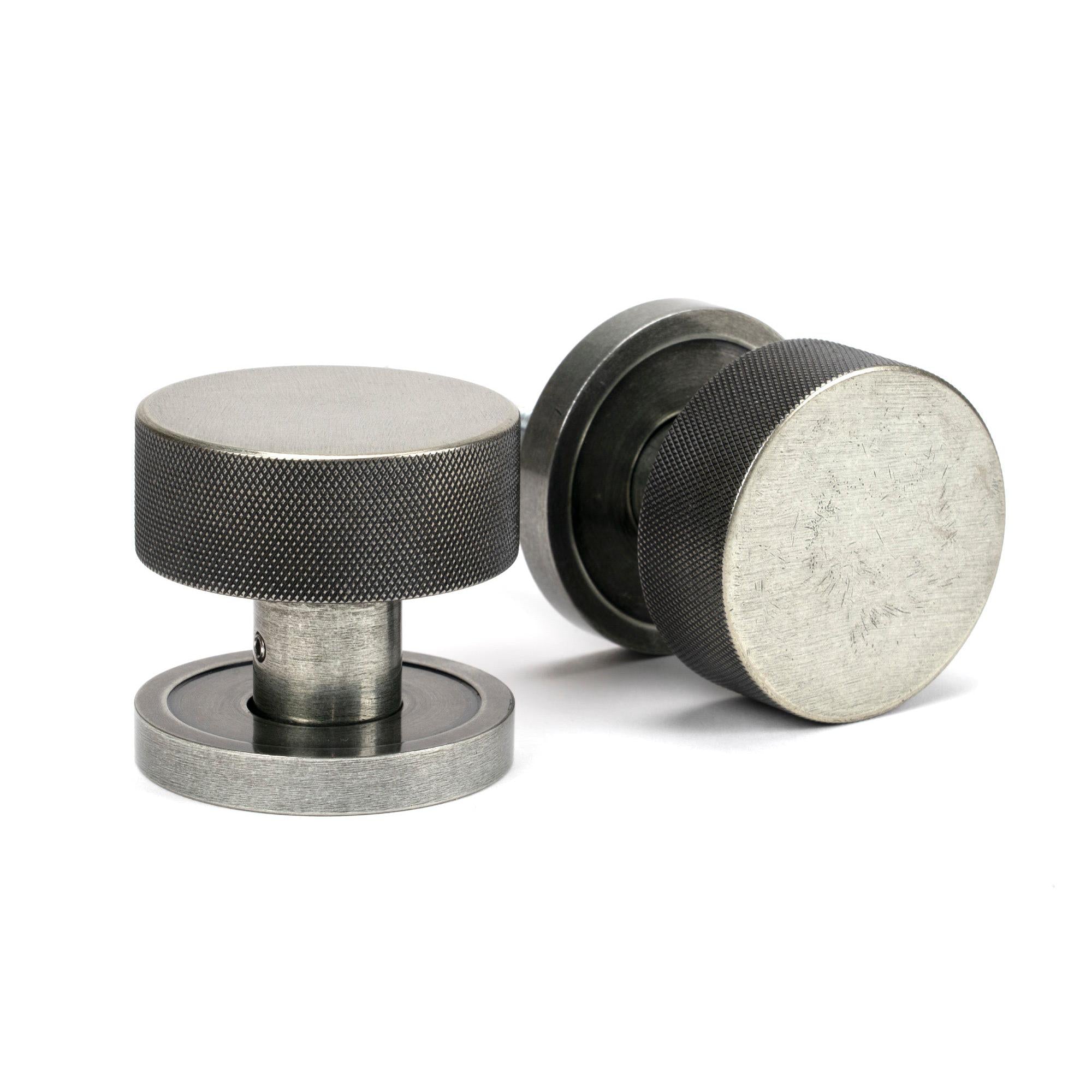 Pewter Brompton Mortice/Rim Knob Set (Plain) | From The Anvil - Mortice Knobs - From The Anvil - Yester Home