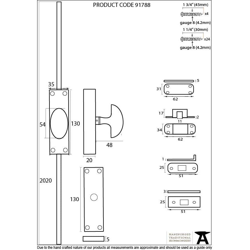 Pewter Cremone Bolt | From The Anvil-Bolts-Yester Home