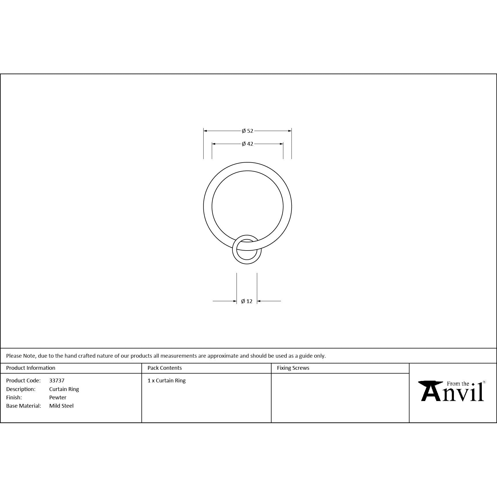 Pewter Curtain Ring | From The Anvil - Curtain Rings - From The Anvil - Yester Home