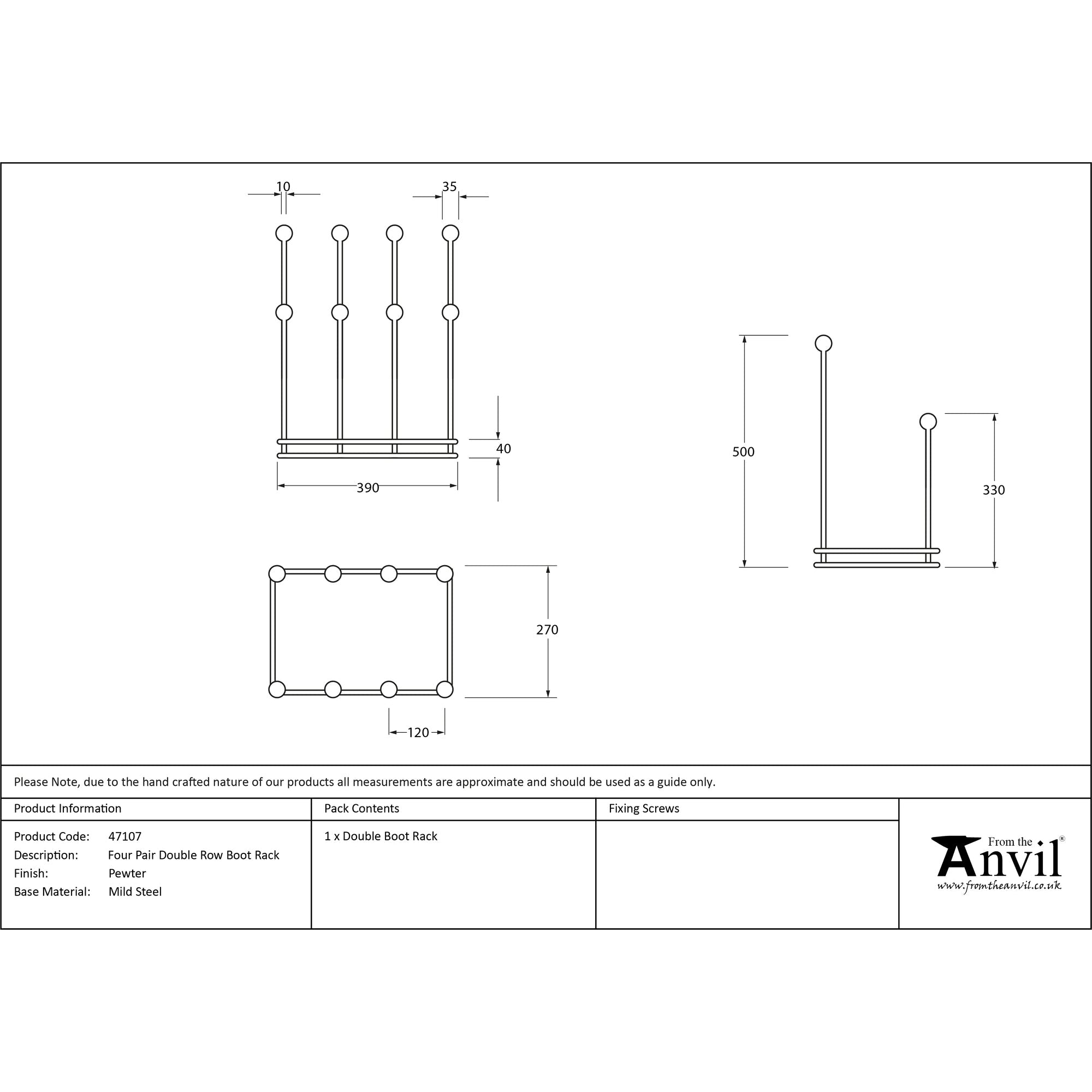 Pewter Four Pair Boot Rack | From The Anvil-Boot Stands & Racks-Yester Home
