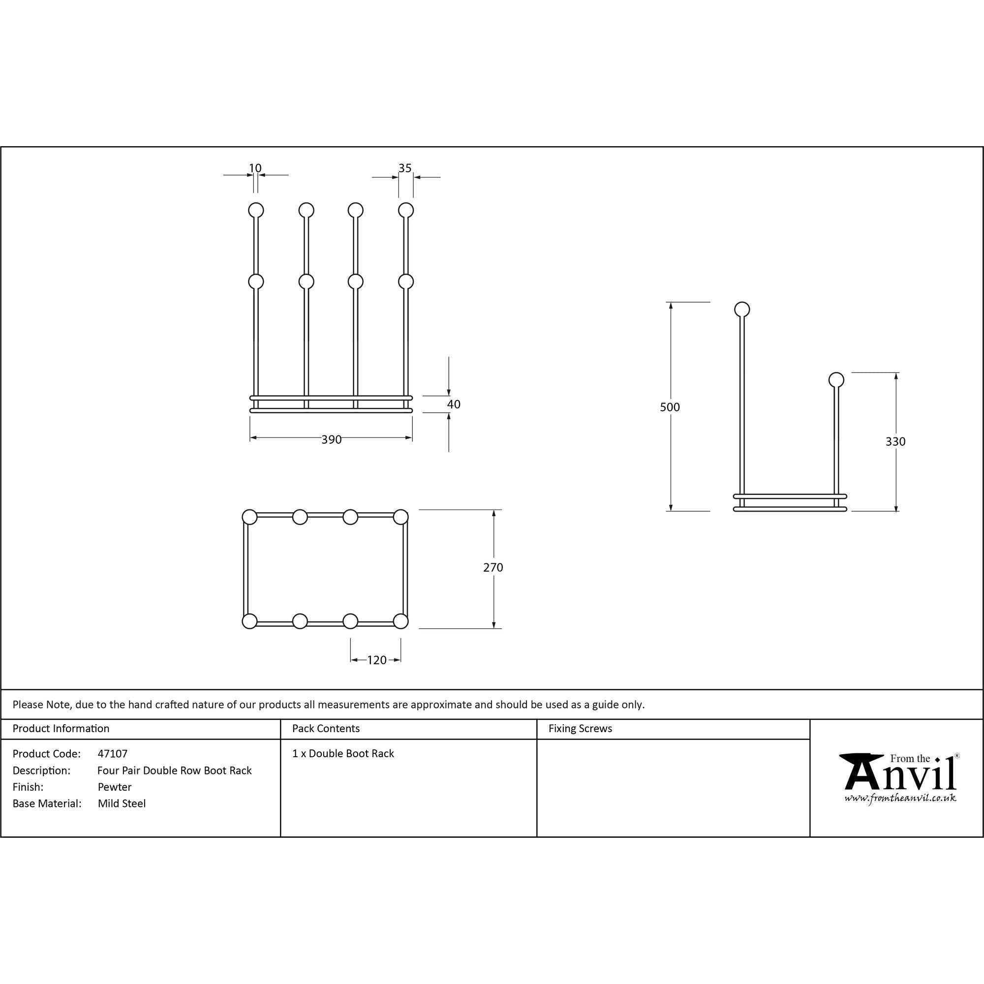 Pewter Four Pair Boot Rack | From The Anvil - Boot Stands & Racks - From The Anvil - Yester Home