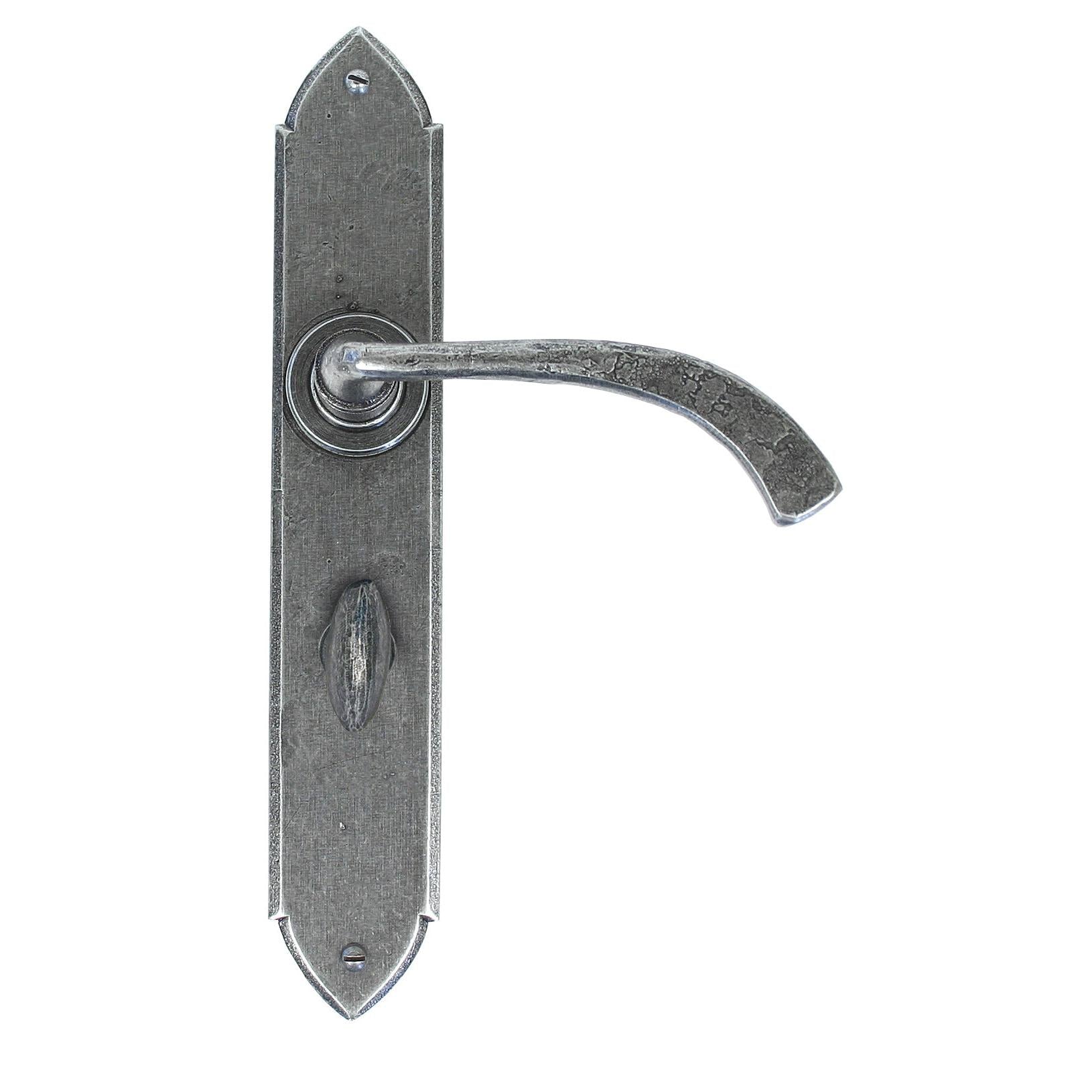 Pewter Gothic Curved Sprung Lever Bathroom Set | From The Anvil - Lever Bathroom - From The Anvil - Yester Home