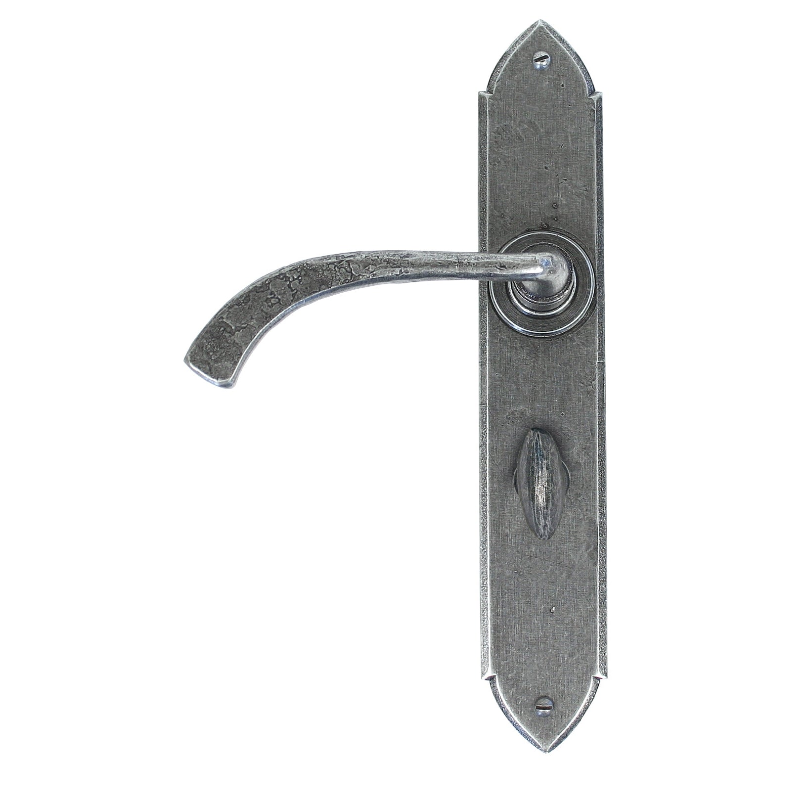 Pewter Gothic Curved Sprung Lever Bathroom Set | From The Anvil-Lever Bathroom-Yester Home