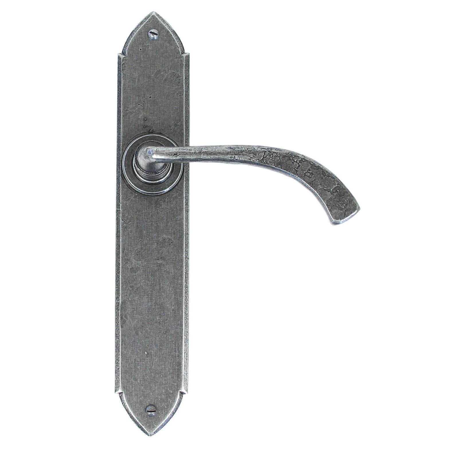 Pewter Gothic Curved Sprung Lever Latch Set | From The Anvil - Lever Latch - From The Anvil - Yester Home