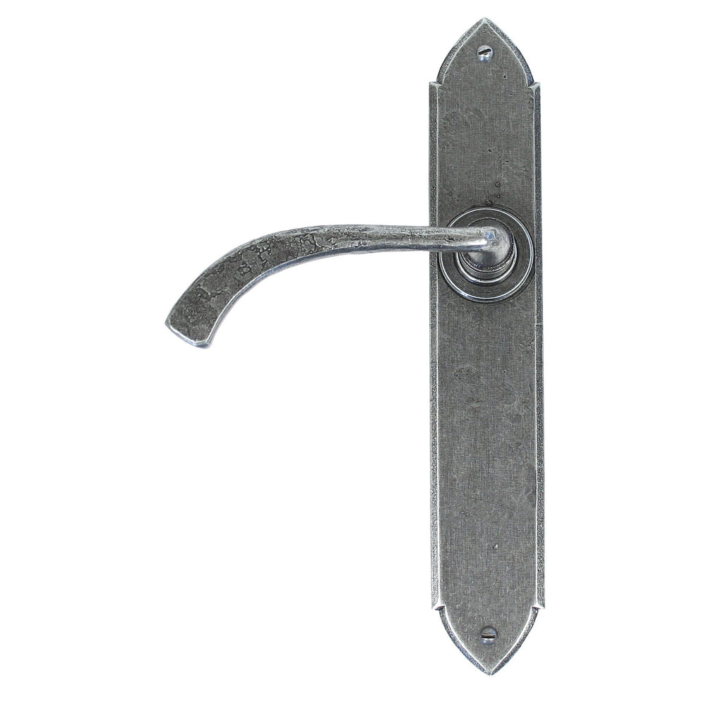 Pewter Gothic Curved Sprung Lever Latch Set | From The Anvil-Lever Latch-Yester Home