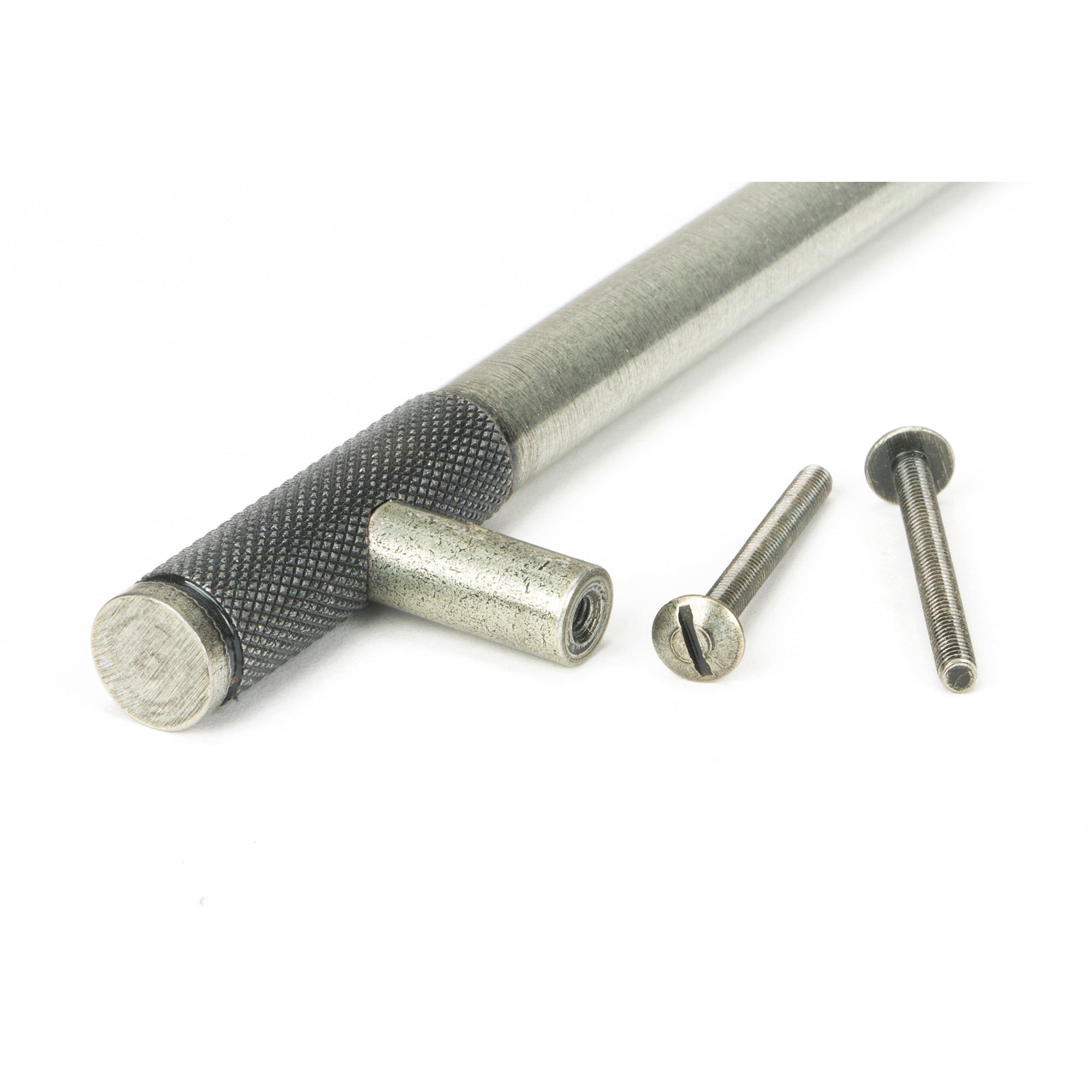 Pewter Half Brompton Pull Handle - Medium | From The Anvil-Pull Handles-Yester Home