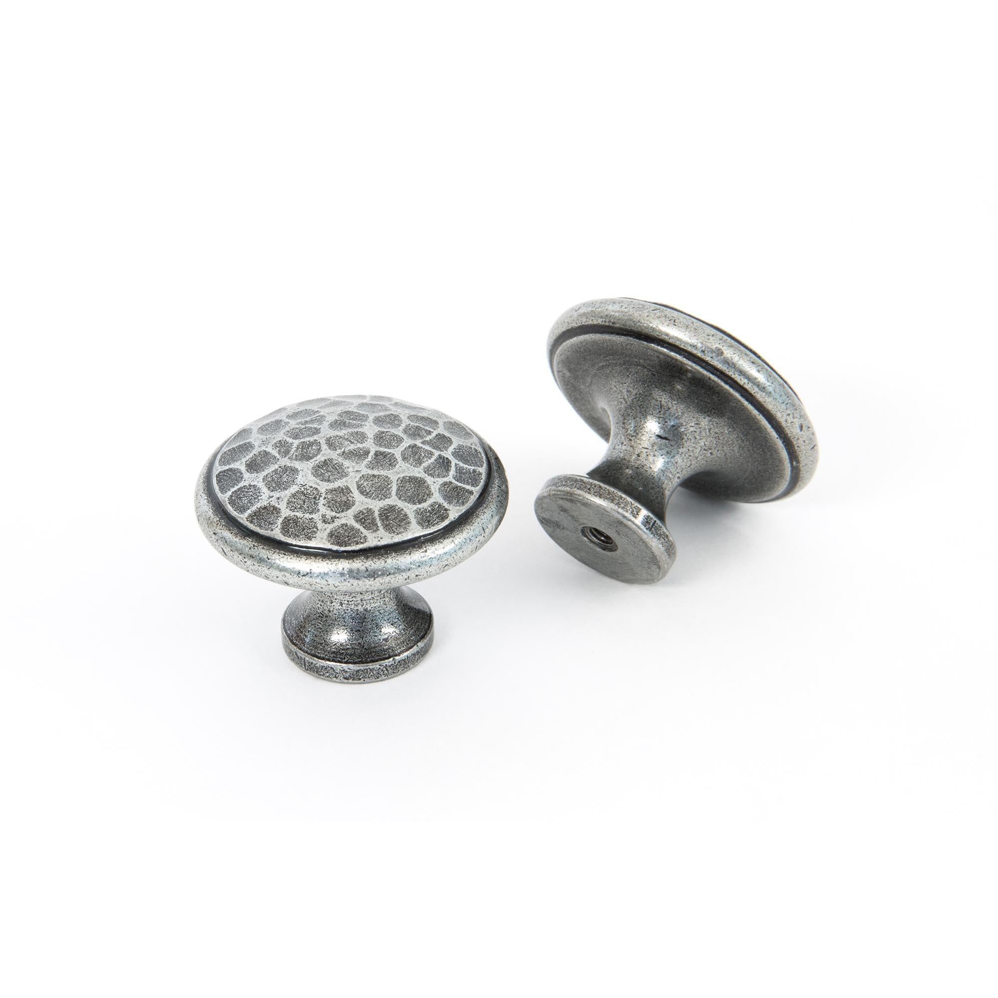 Pewter Hammered Cabinet Knob - Large | From The Anvil - Cabinet Knobs - From The Anvil - Yester Home
