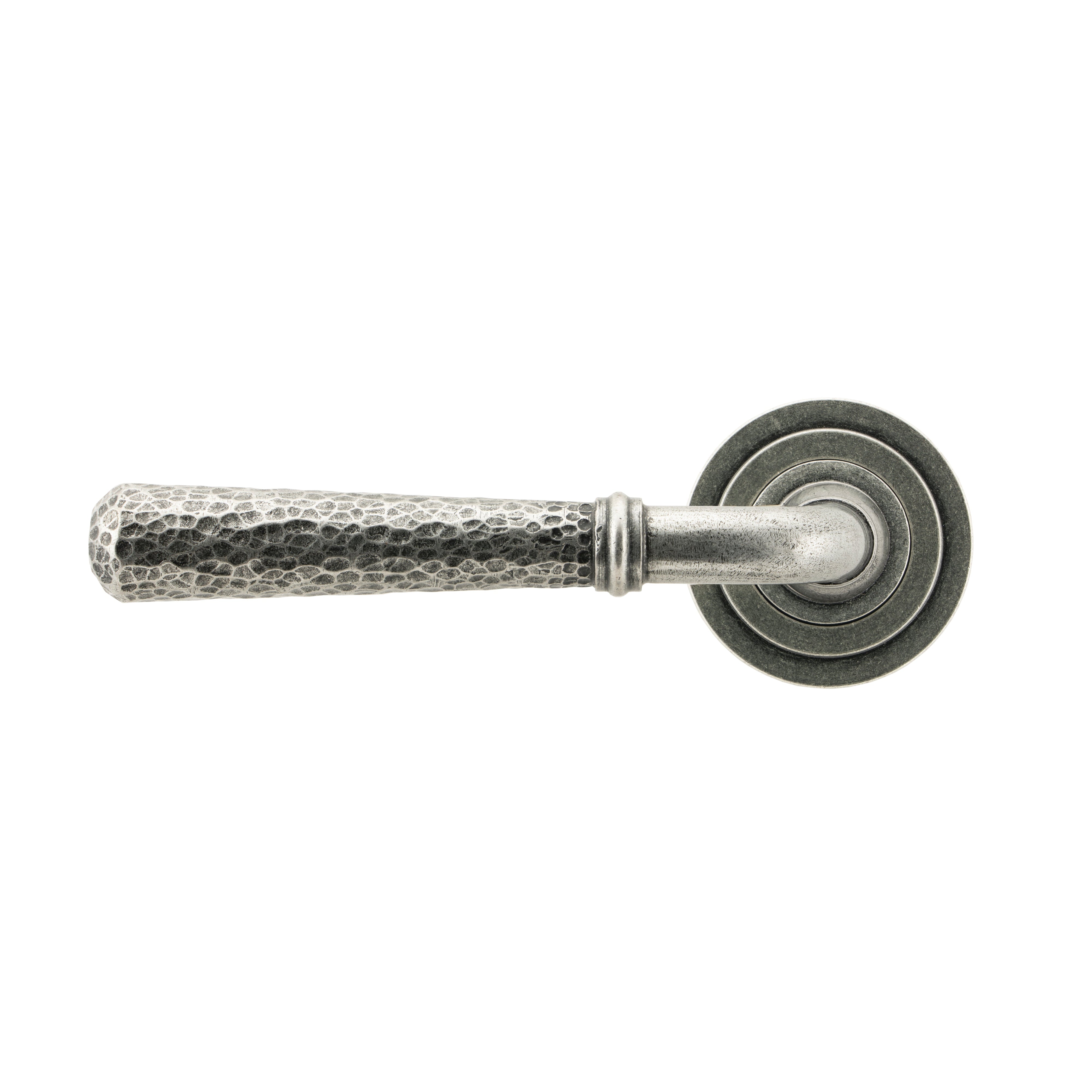 Pewter Hammered Newbury Lever on Rose Set (Art Deco) - Unsprung | From The Anvil-Concealed-Yester Home