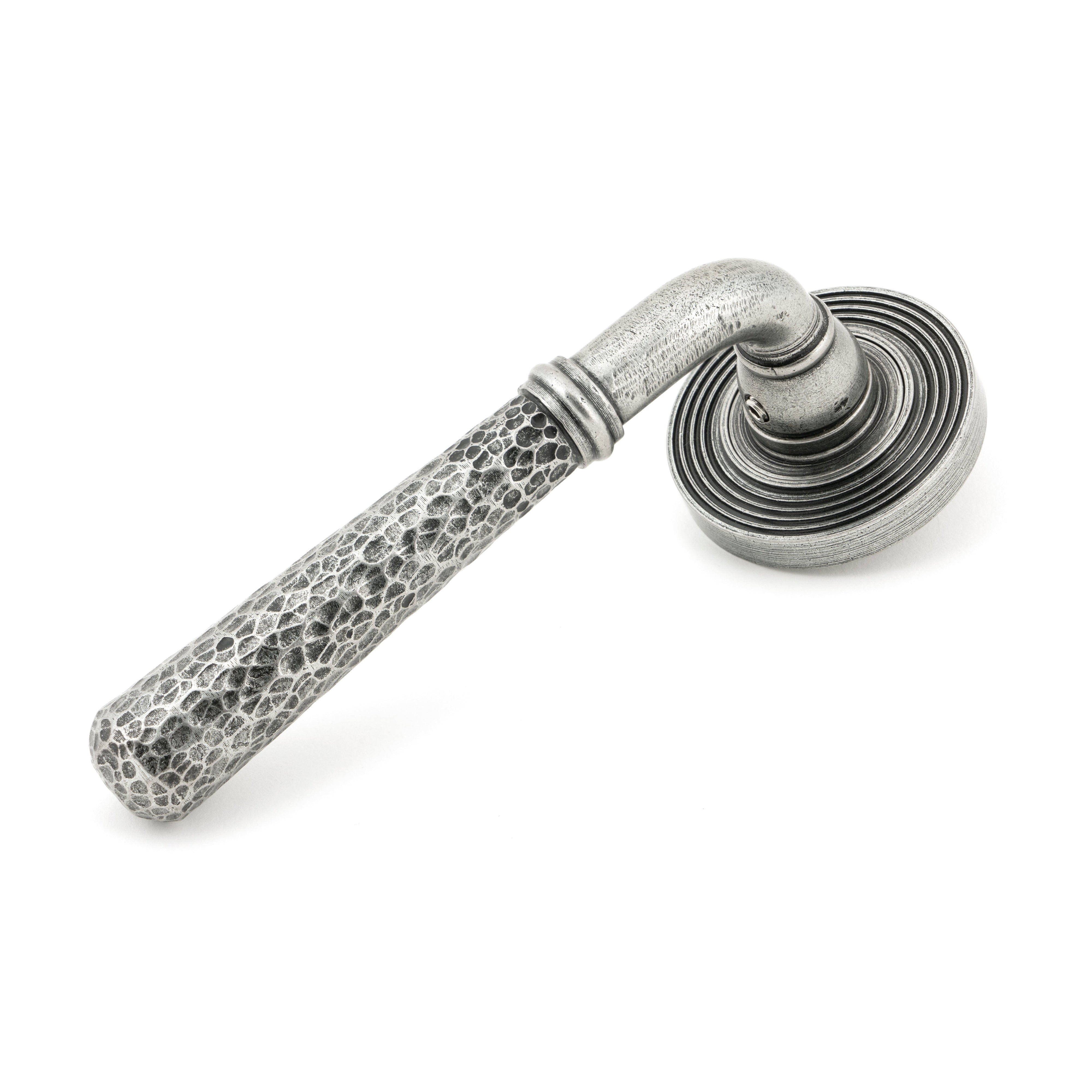 Pewter Hammered Newbury Lever on Rose Set (Beehive) - Unsprung | From The Anvil-Concealed-Yester Home