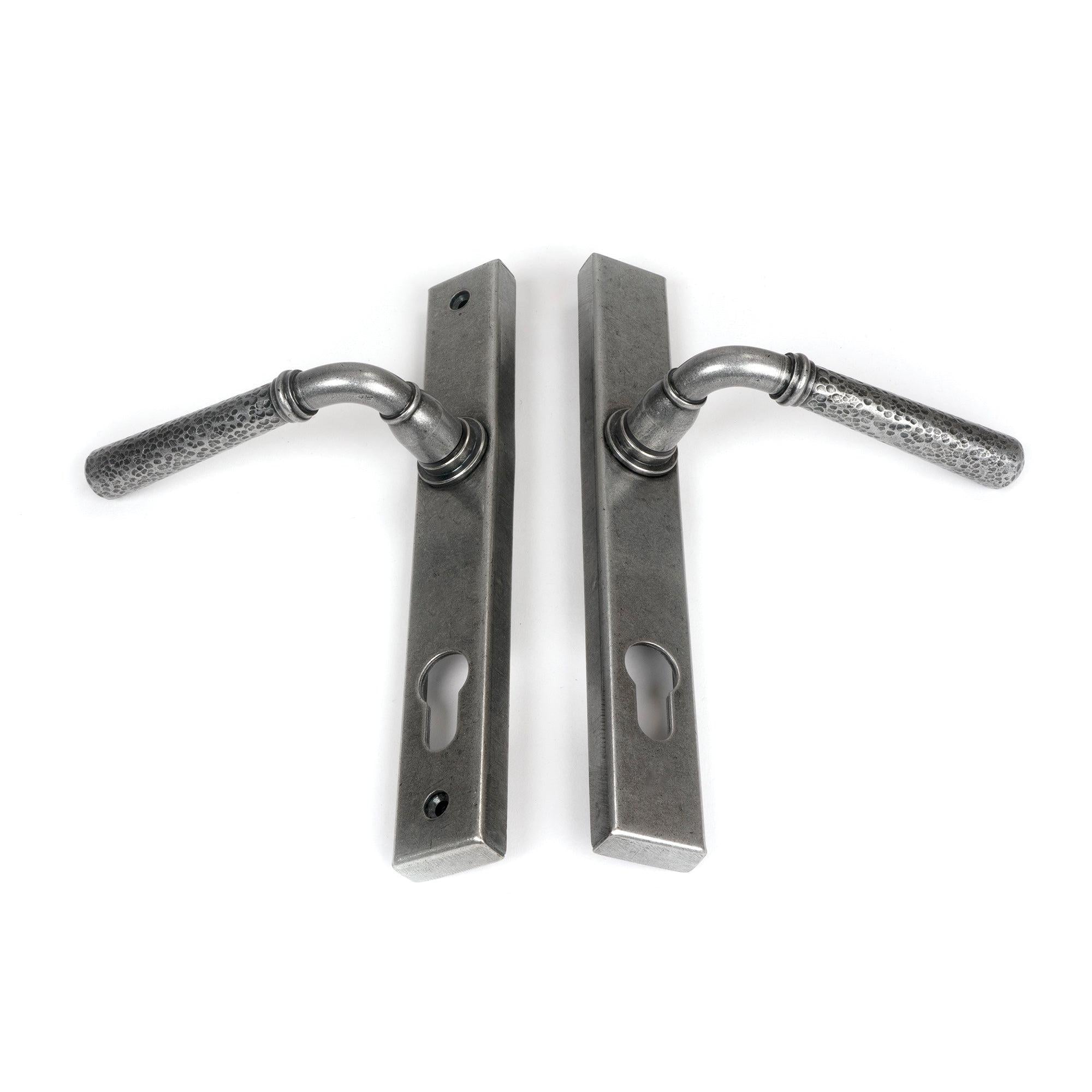 Pewter Hammered Newbury Slimline Espag. Lock Set | From The Anvil - Espagnolette - From The Anvil - Yester Home