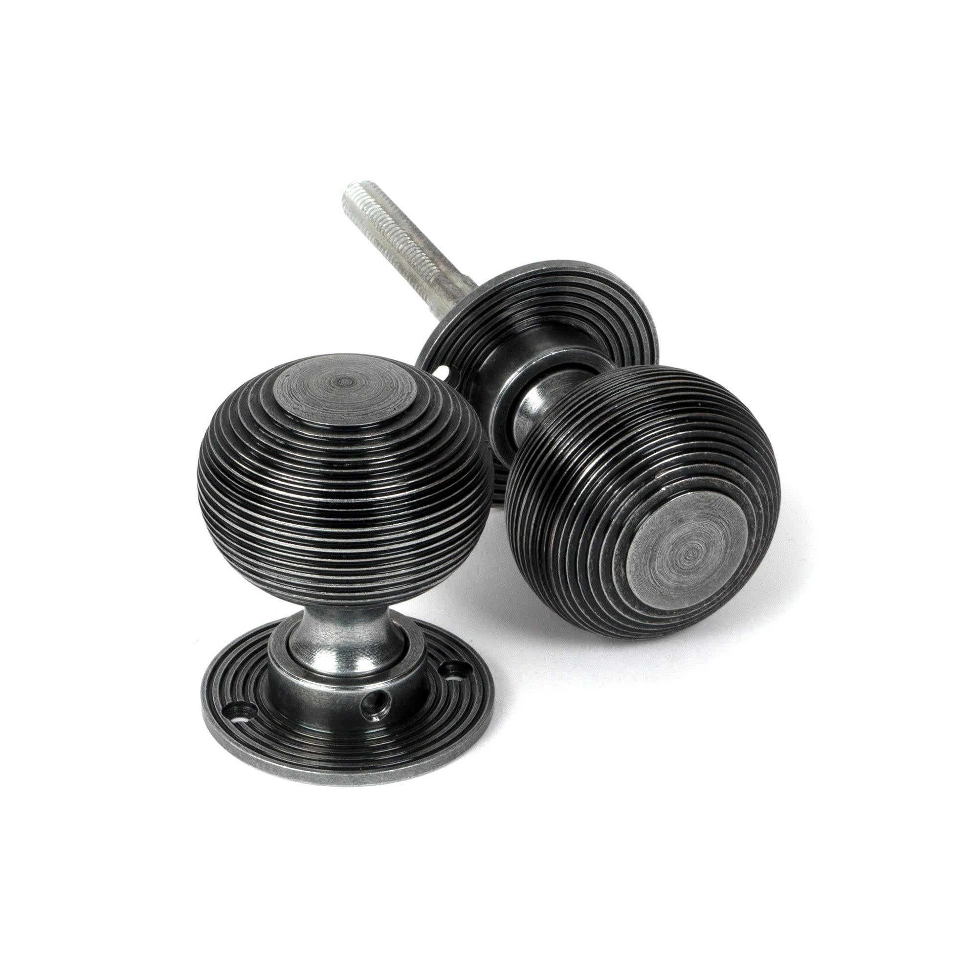 Pewter Heavy Beehive Mortice/Rim Knob Set | From The Anvil - Mortice Knobs - From The Anvil - Yester Home