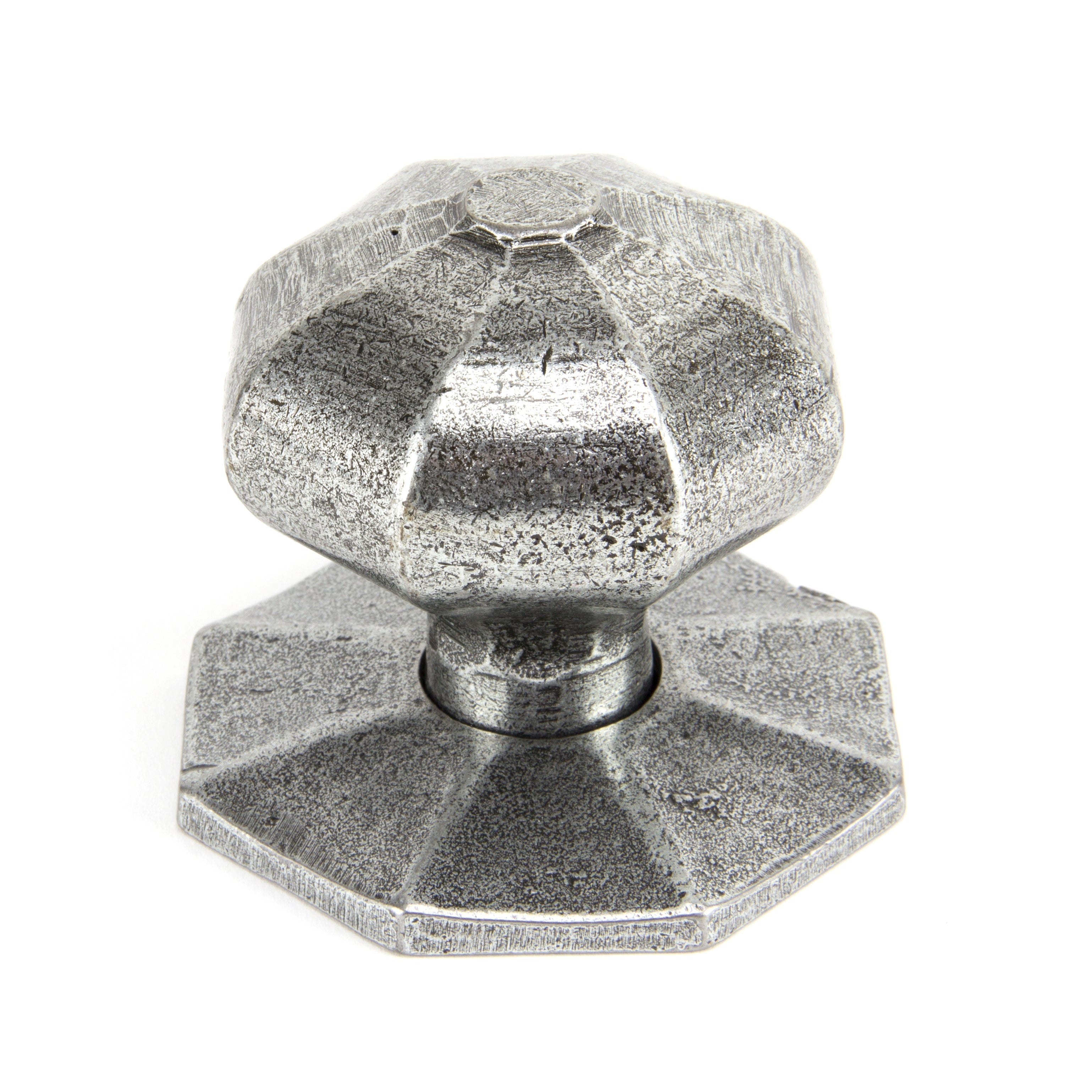 Pewter Large Octagonal Mortice/Rim Knob Set | From The Anvil-Mortice Knobs-Yester Home