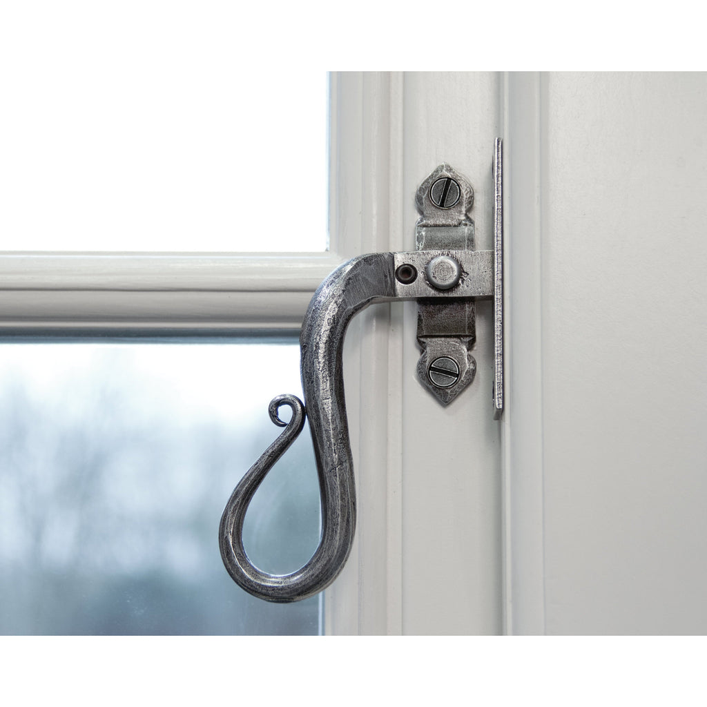 Pewter Locking Shepherd's Crook Fastener - LH | From The Anvil-Locking Fasteners-Yester Home