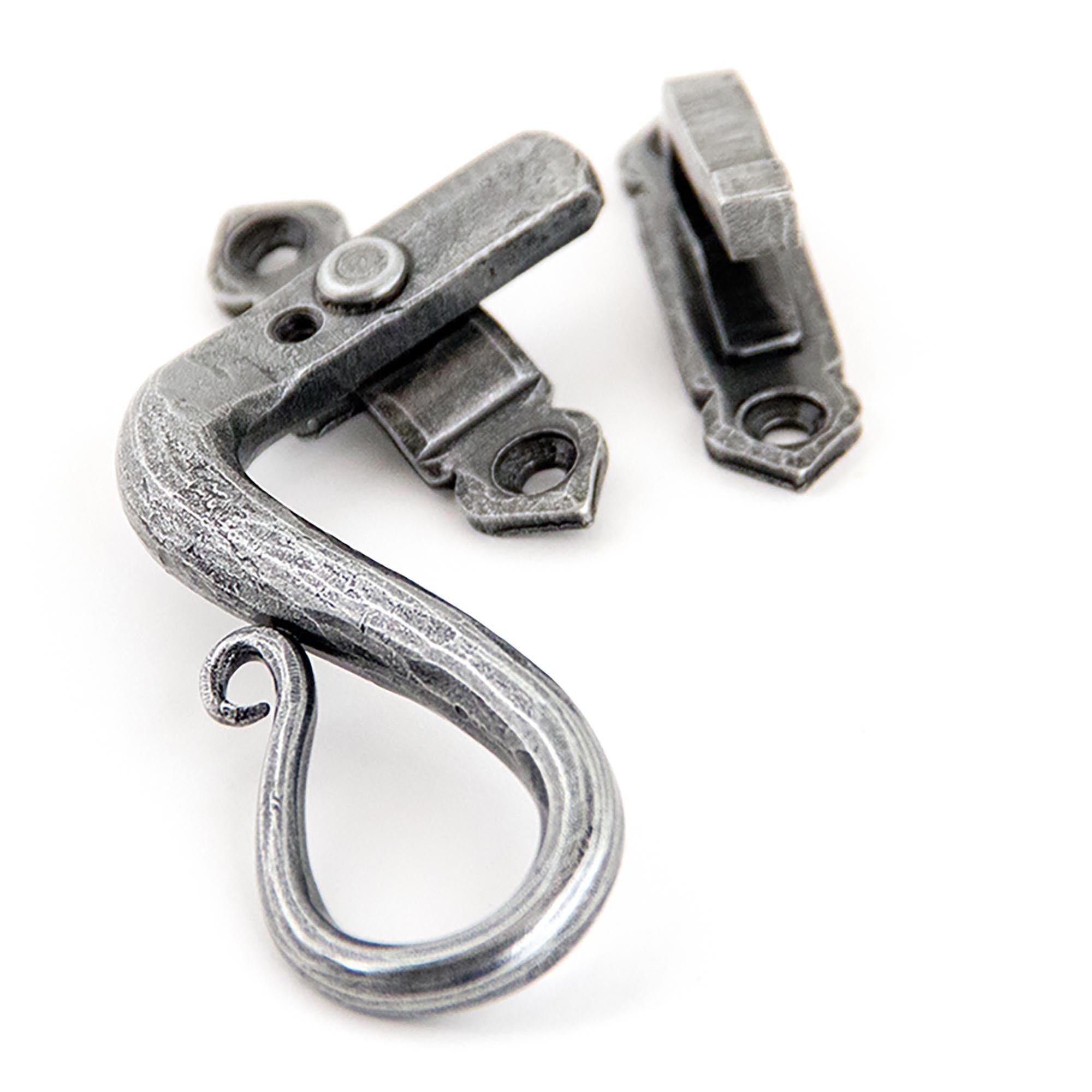 Pewter Locking Shepherd's Crook Fastener - LH | From The Anvil - Locking Fasteners - From The Anvil - Yester Home