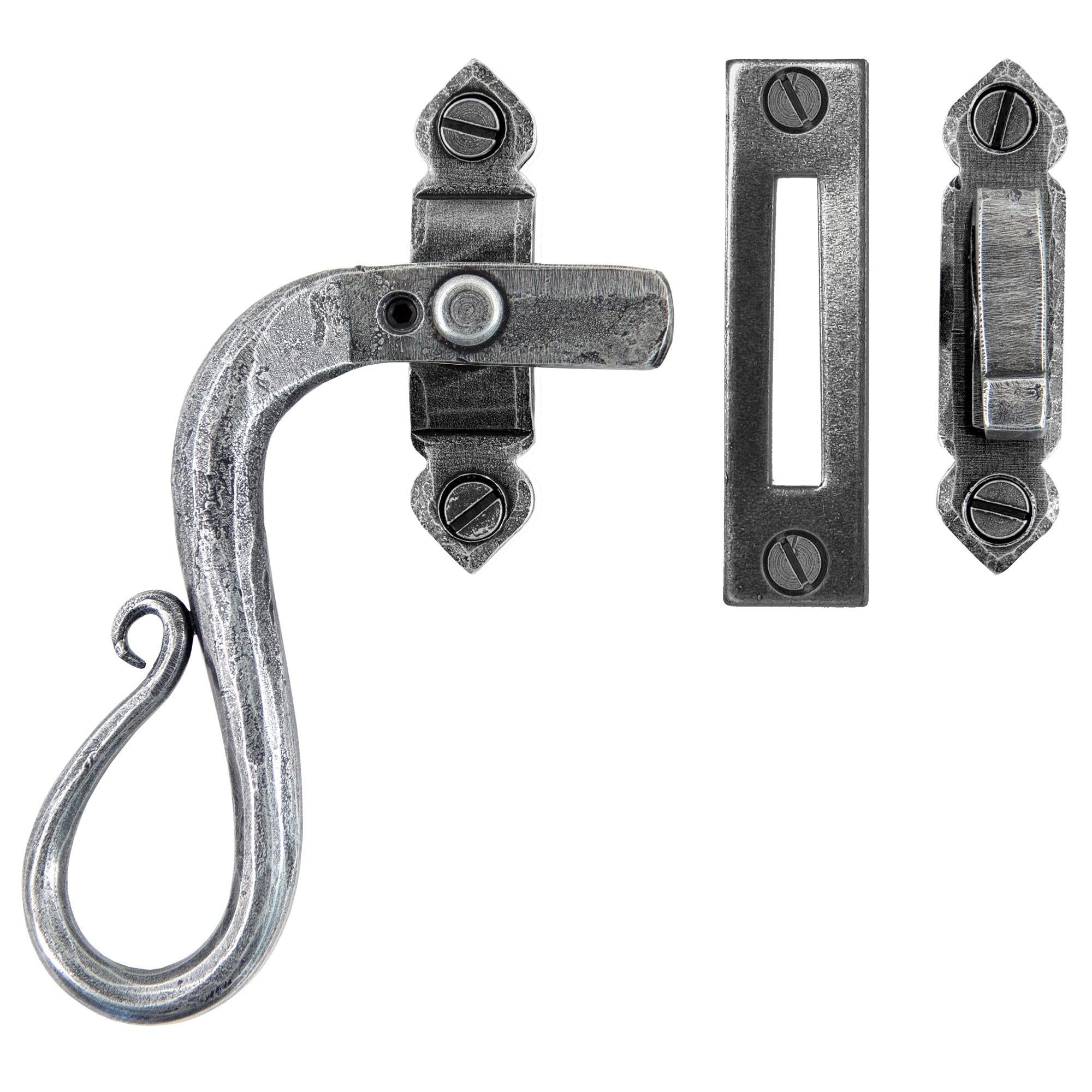 Pewter Locking Shepherd's Crook Fastener - LH | From The Anvil - Locking Fasteners - From The Anvil - Yester Home