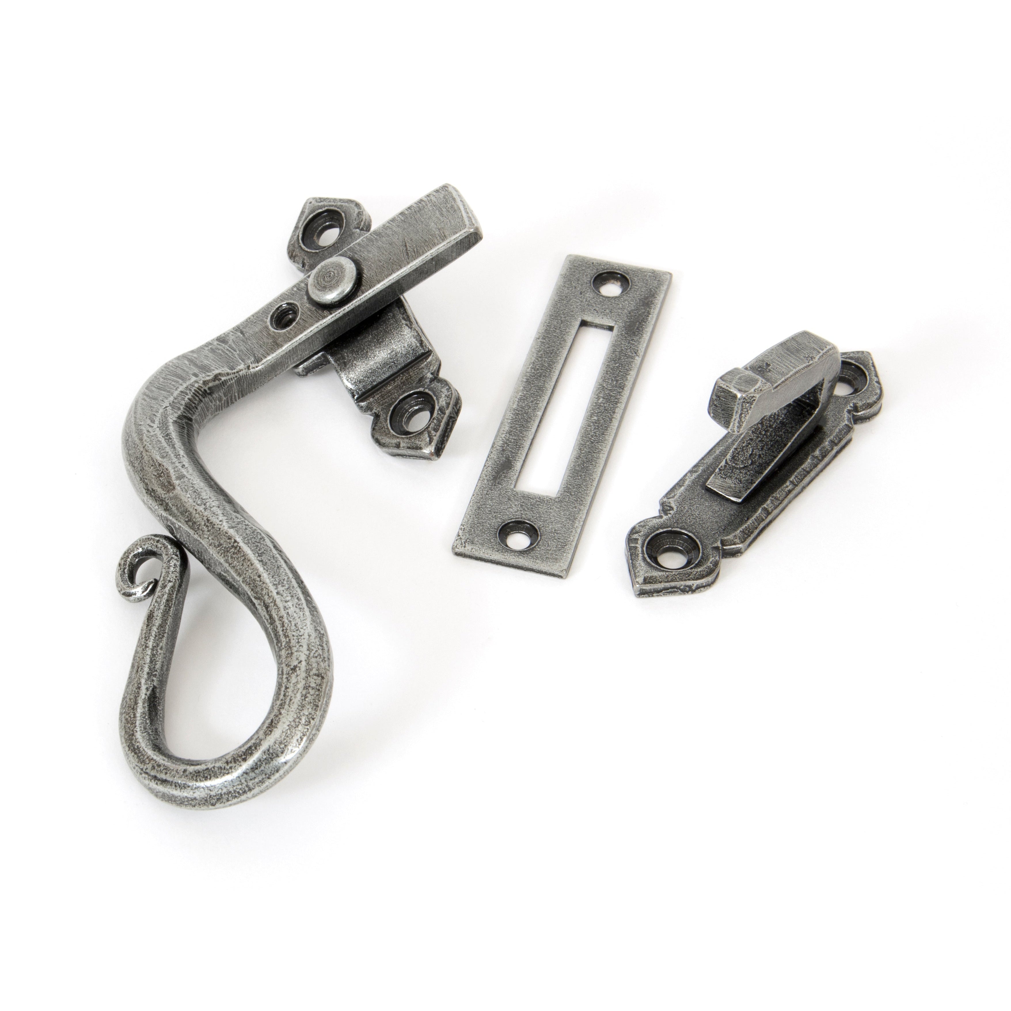 Pewter Locking Shepherd's Crook Fastener - LH | From The Anvil-Locking Fasteners-Yester Home