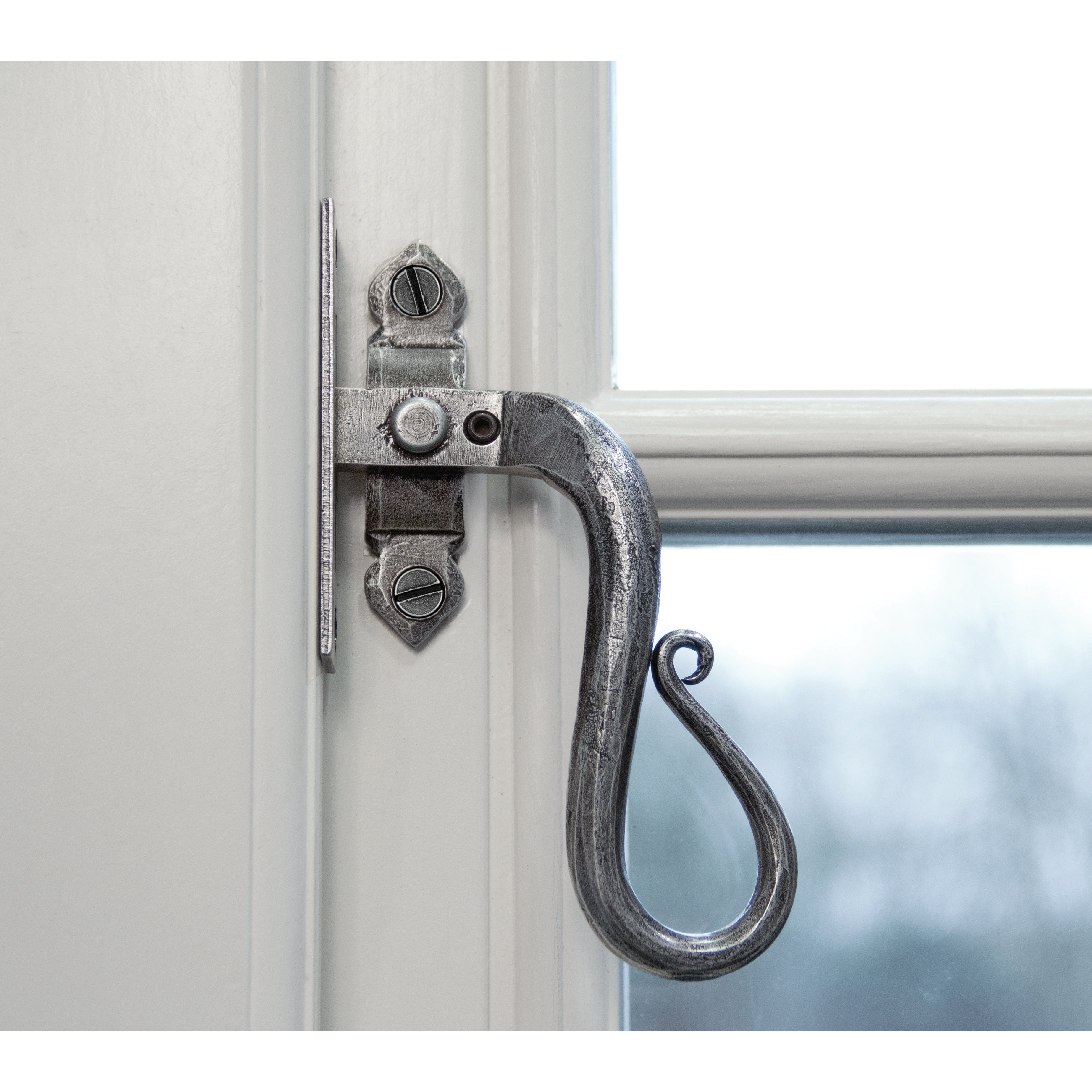 Pewter Locking Shepherd's Crook Fastener - RH | From The Anvil-Locking Fasteners-Yester Home