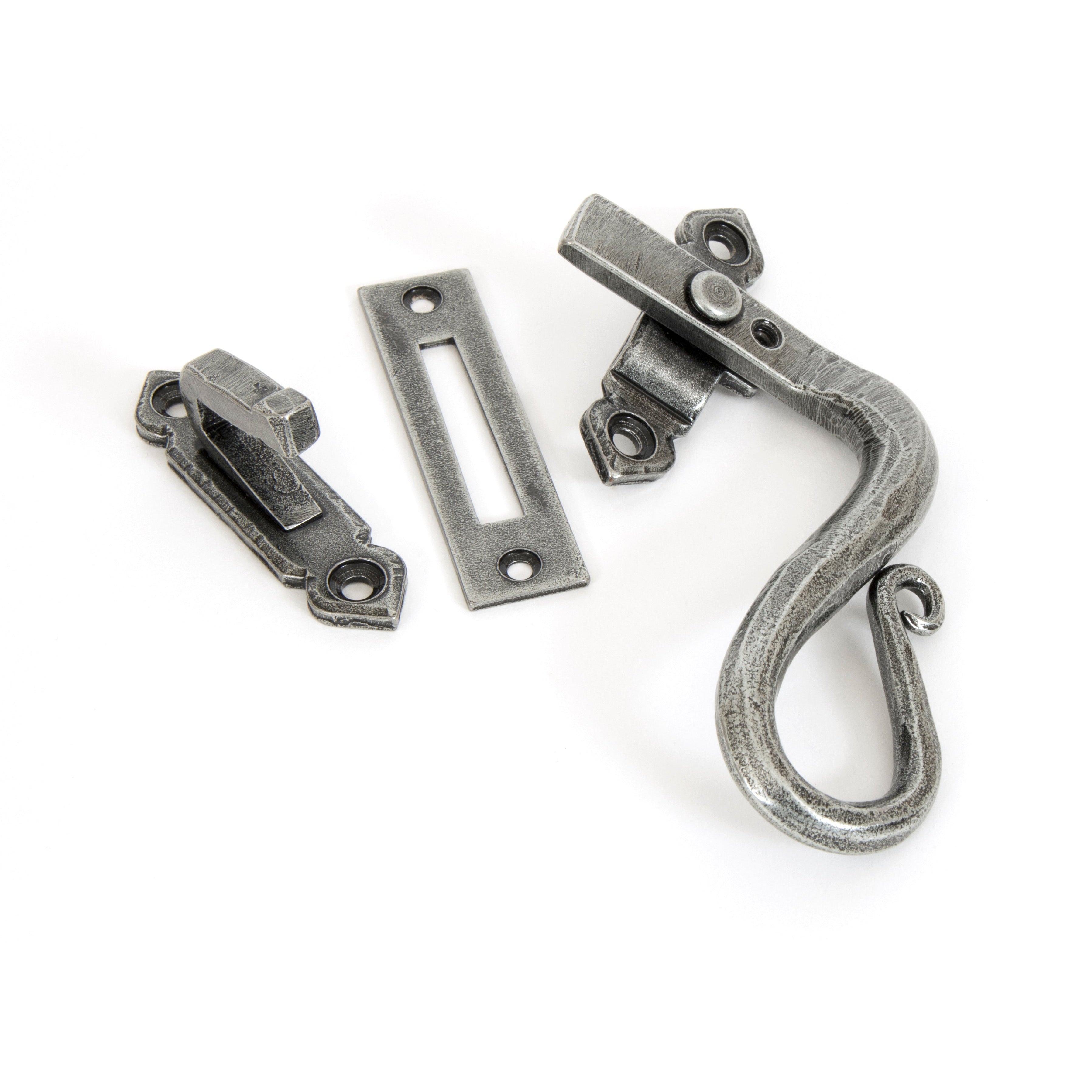 Pewter Locking Shepherd's Crook Fastener - RH | From The Anvil-Locking Fasteners-Yester Home