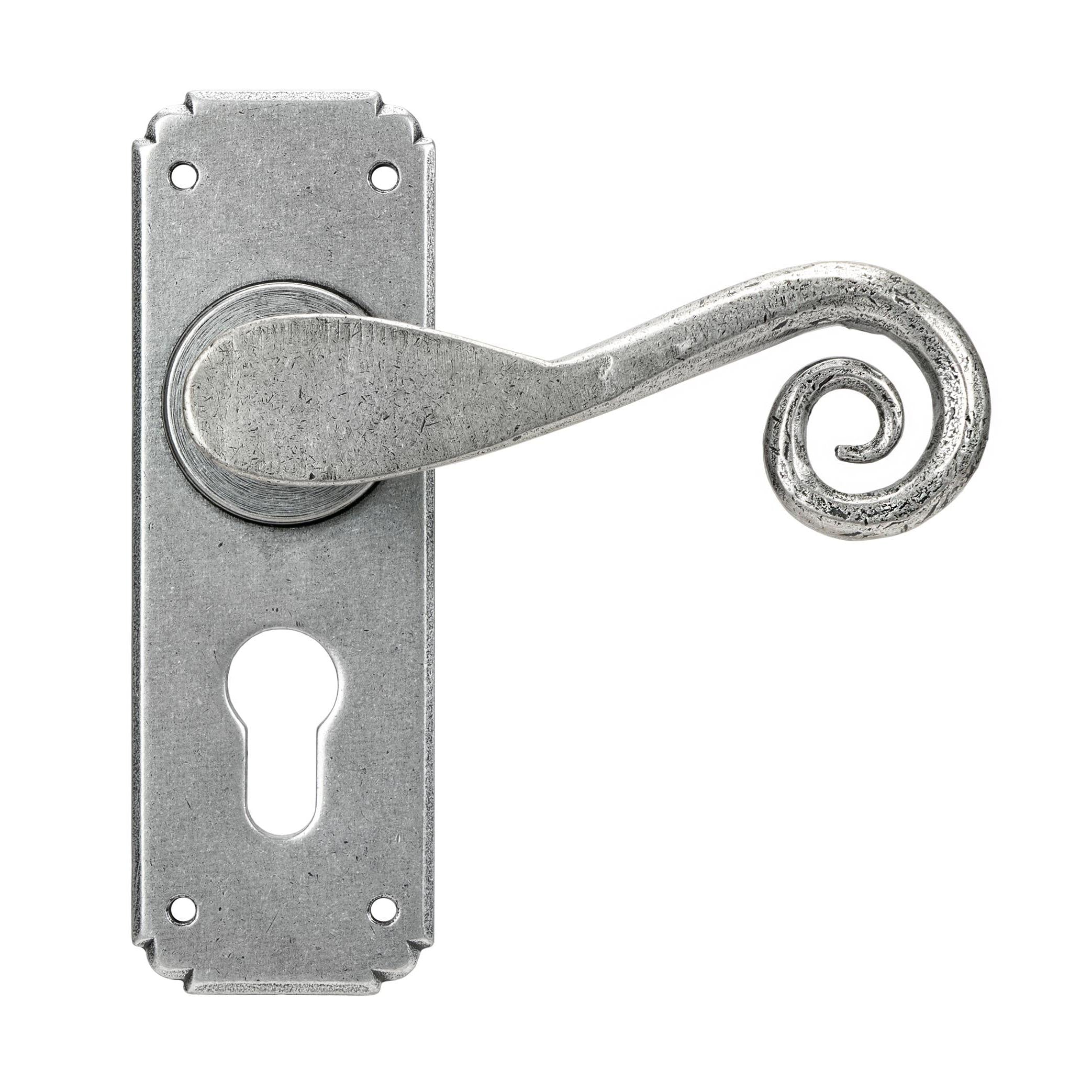 Pewter Monkeytail Lever Euro Lock Set | From The Anvil - Lever Euro - From The Anvil - Yester Home