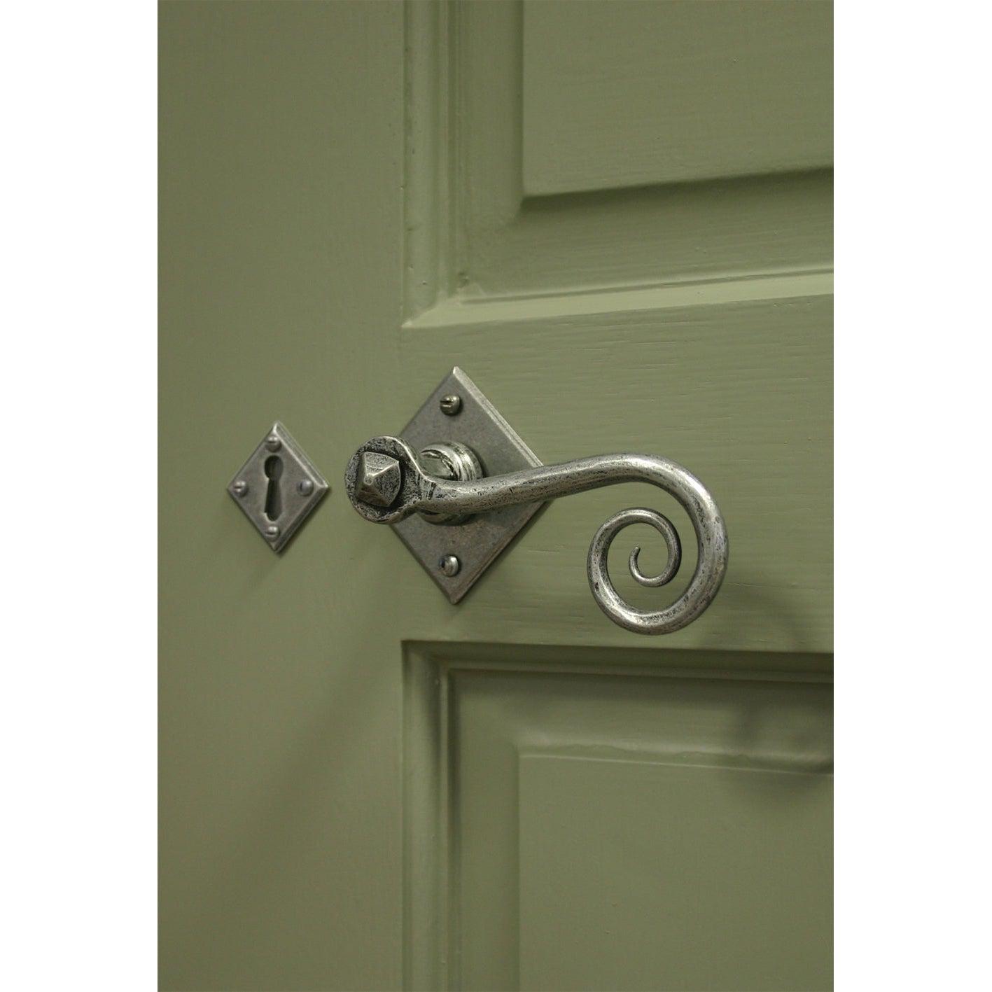 Pewter Monkeytail Lever on Rose Set (Diamond) | From The Anvil-Lever on Rose-Yester Home