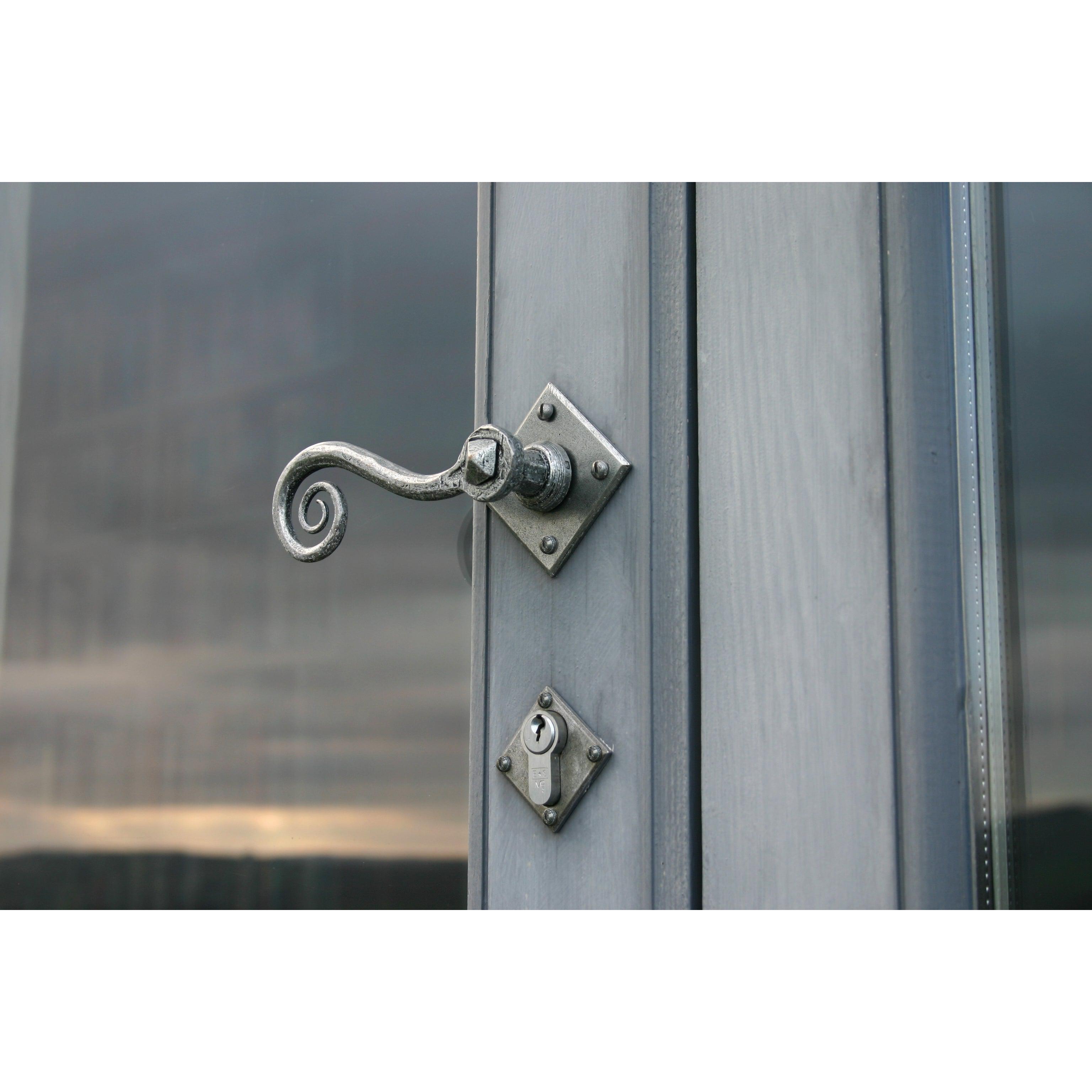 Pewter Monkeytail Lever on Rose Set (Diamond) | From The Anvil-Lever on Rose-Yester Home