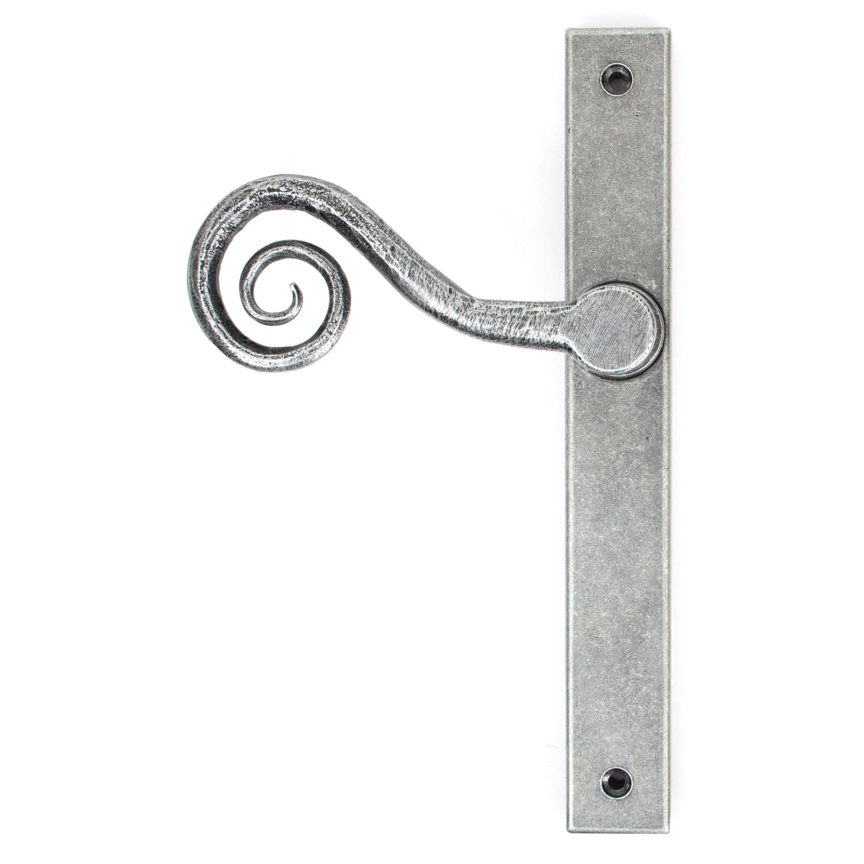 Pewter Monkeytail Slimline Lever Espag. Latch - RH | From The Anvil - Espagnolette - From The Anvil - Yester Home