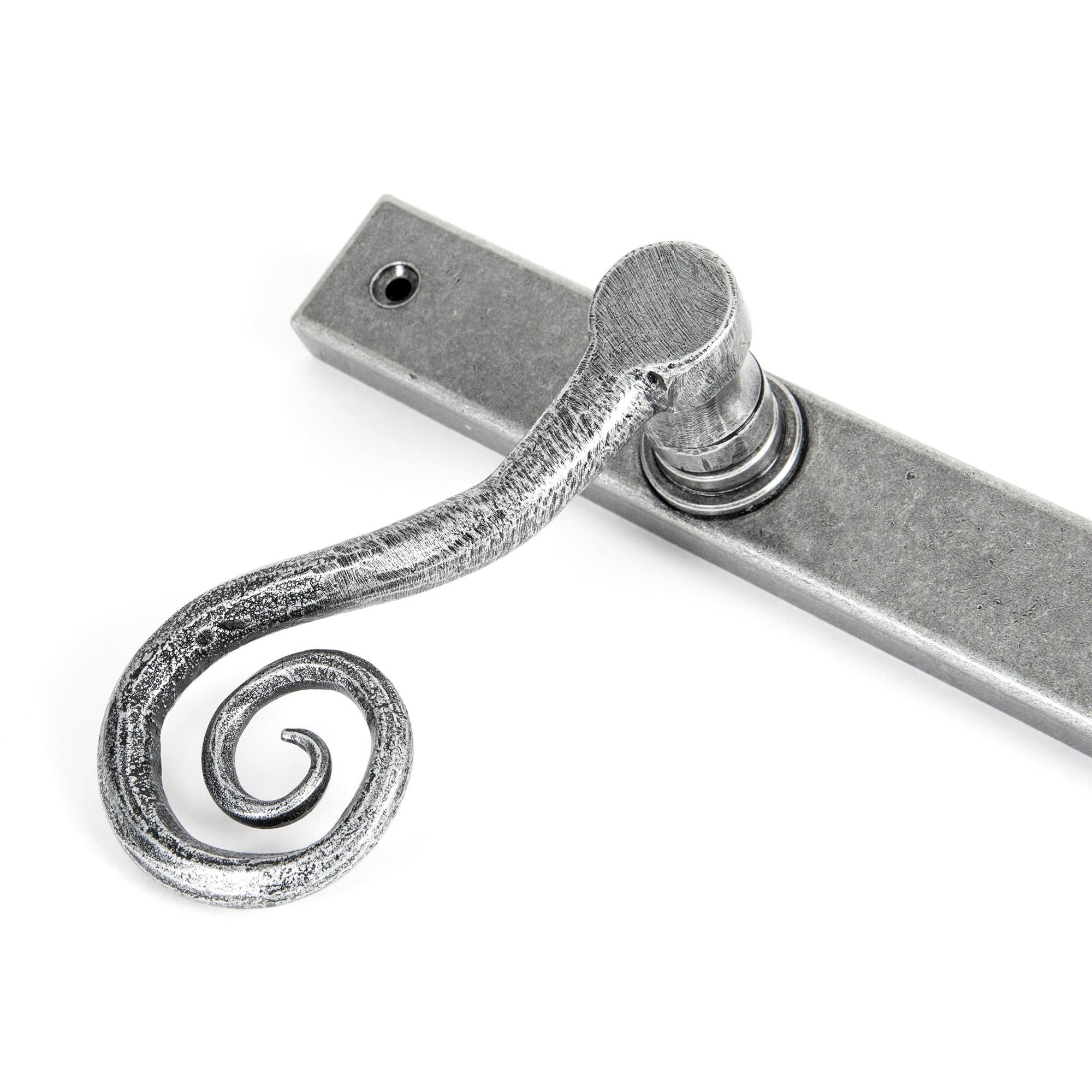 Pewter Monkeytail Slimline Lever Espag. Latch - RH | From The Anvil - Espagnolette - From The Anvil - Yester Home