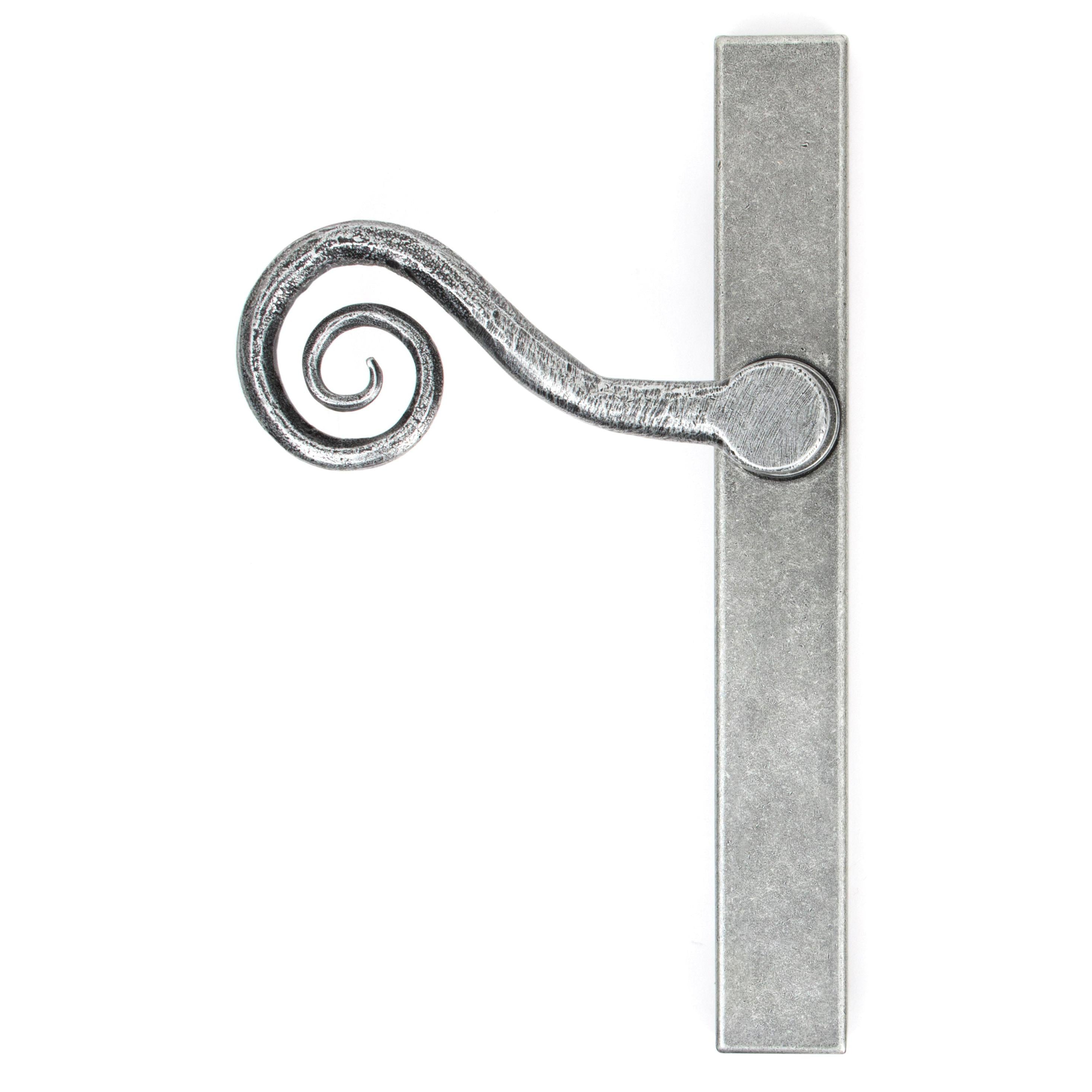 Pewter Monkeytail Slimline Lever Espag. Latch Set - LH | From The Anvil - Espagnolette - From The Anvil - Yester Home