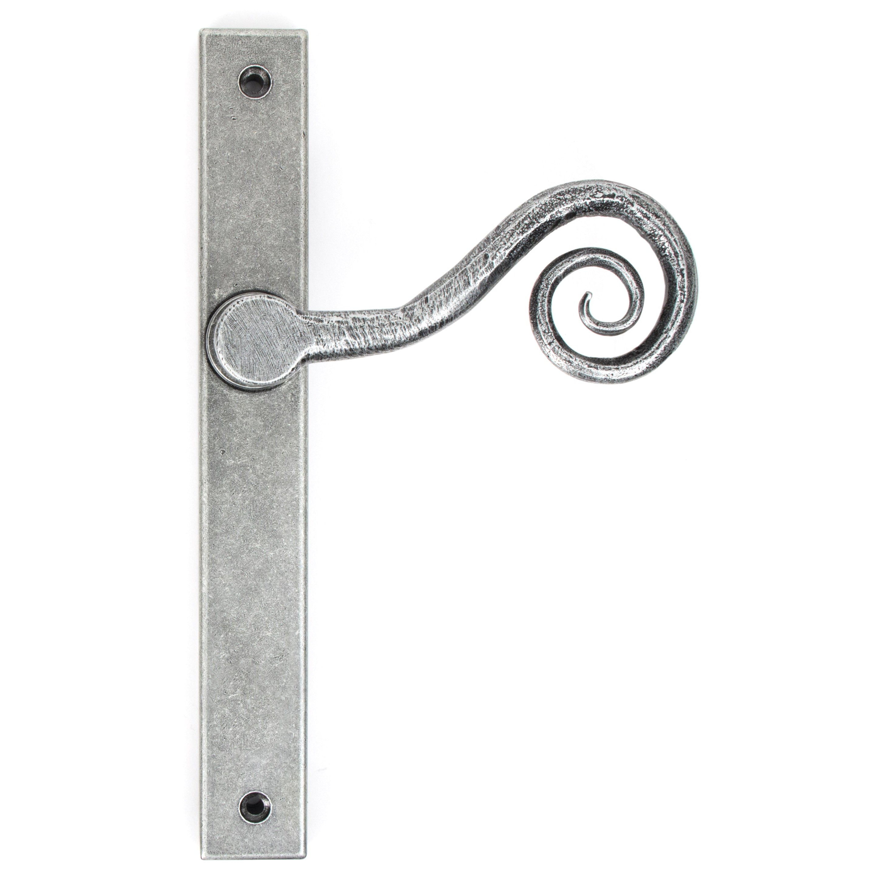 Pewter Monkeytail Slimline Lever Espag. Latch Set - LH | From The Anvil-Espagnolette-Yester Home