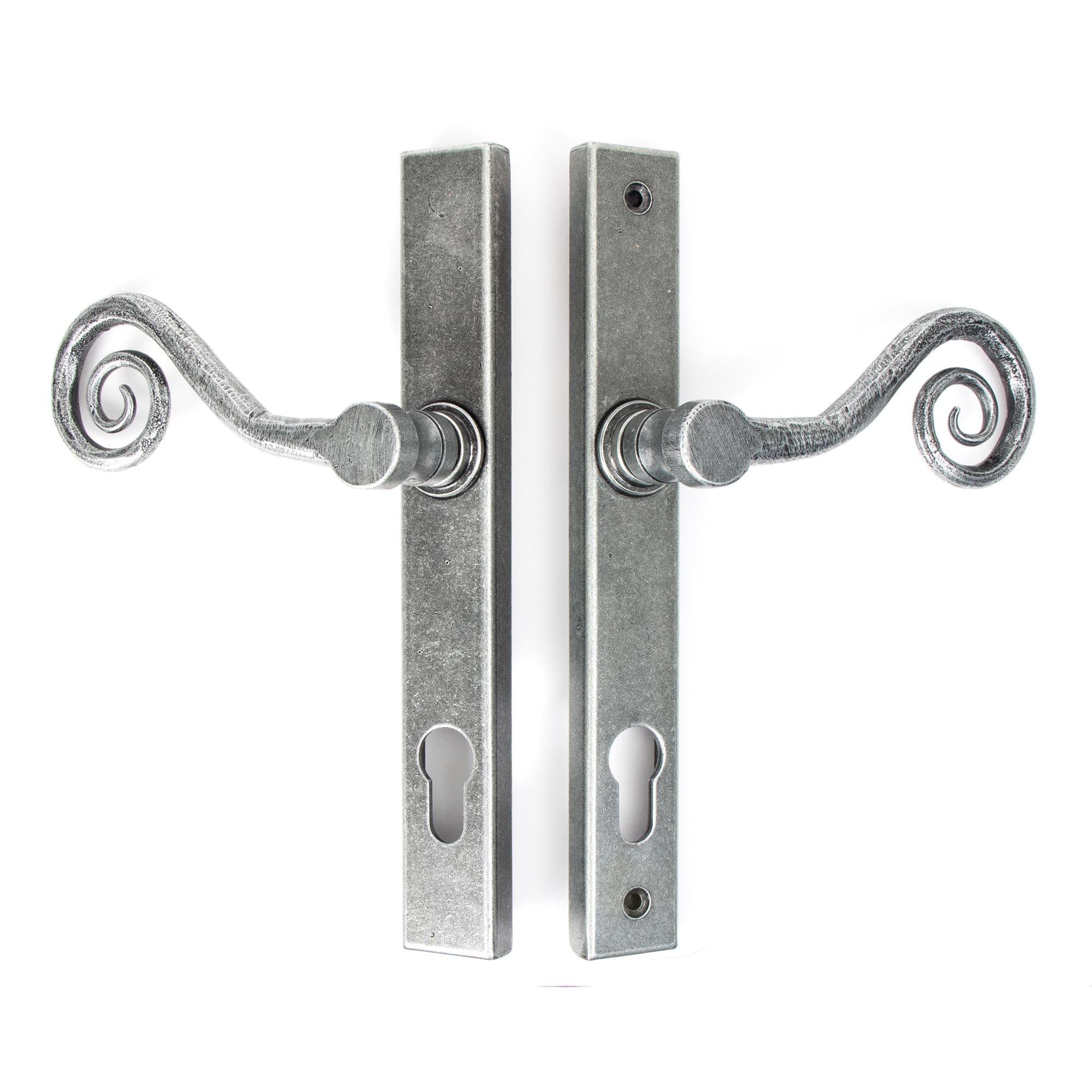 Pewter Monkeytail Slimline Lever Espag. Lock Set - LH | From The Anvil - Espagnolette - From The Anvil - Yester Home