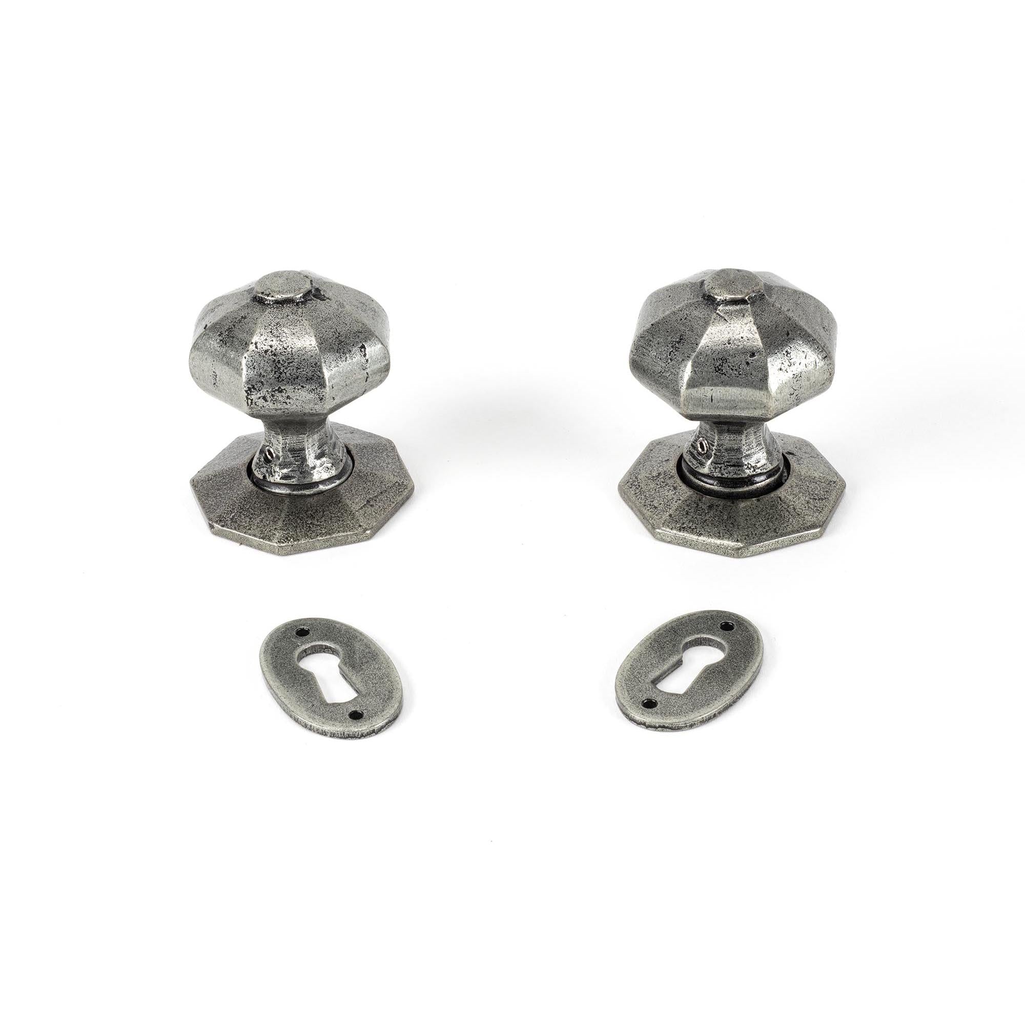 Pewter Oak Box Lock & Octagonal Knob Set | From The Anvil - Rim Locks & Latches - From The Anvil - Yester Home