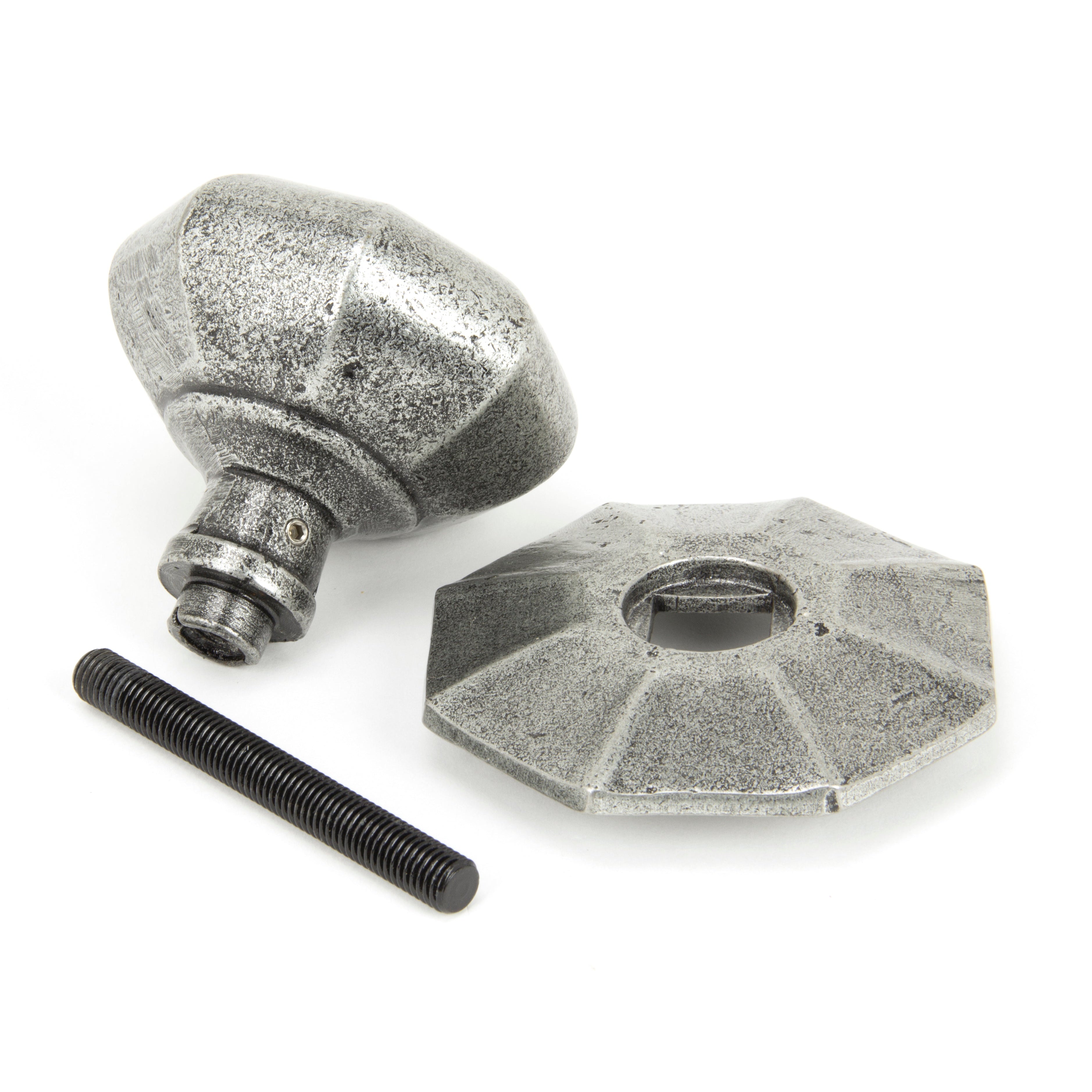 Pewter Octagonal Centre Door Knob - Internal | From The Anvil-Centre Door Knobs-Yester Home