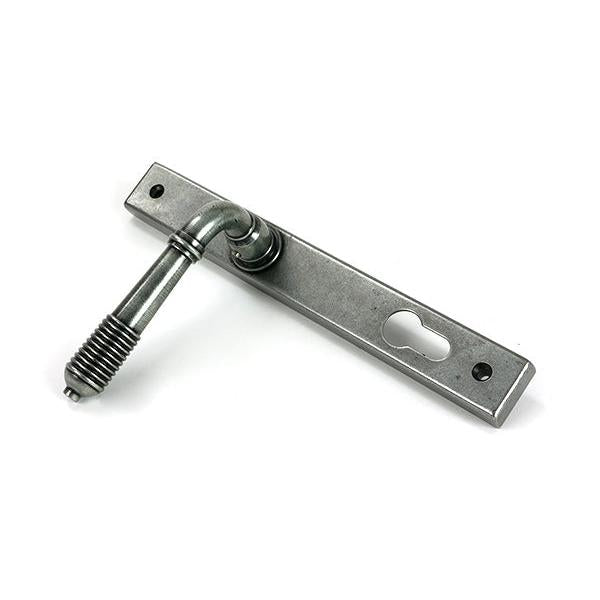 Pewter Reeded Slimline Lever Espag. Lock Set - Espagnolette - From The Anvil - Yester Home