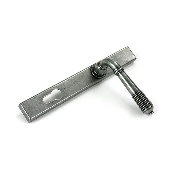 Pewter Reeded Slimline Lever Espag. Lock Set - Espagnolette - From The Anvil - Yester Home