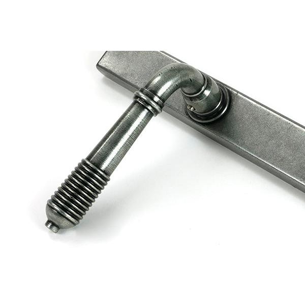 Pewter Reeded Slimline Lever Espag. Lock Set - Espagnolette - From The Anvil - Yester Home