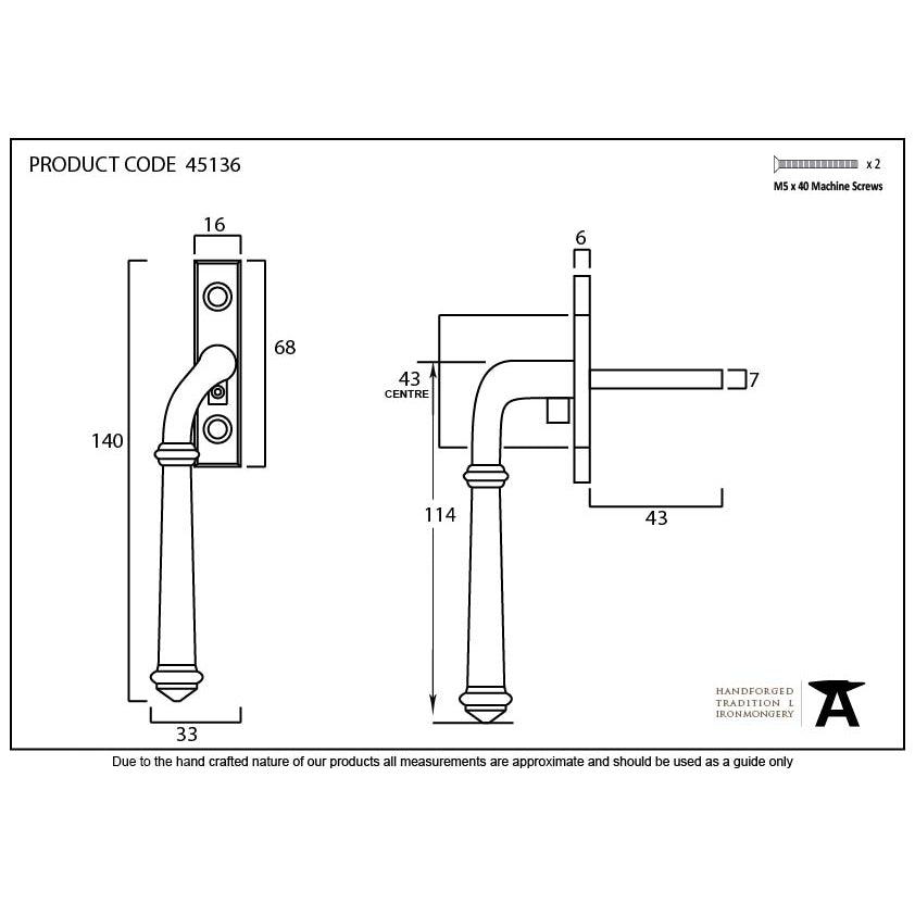 Pewter Regency Espag - LH | From The Anvil-Espag. Fasteners-Yester Home