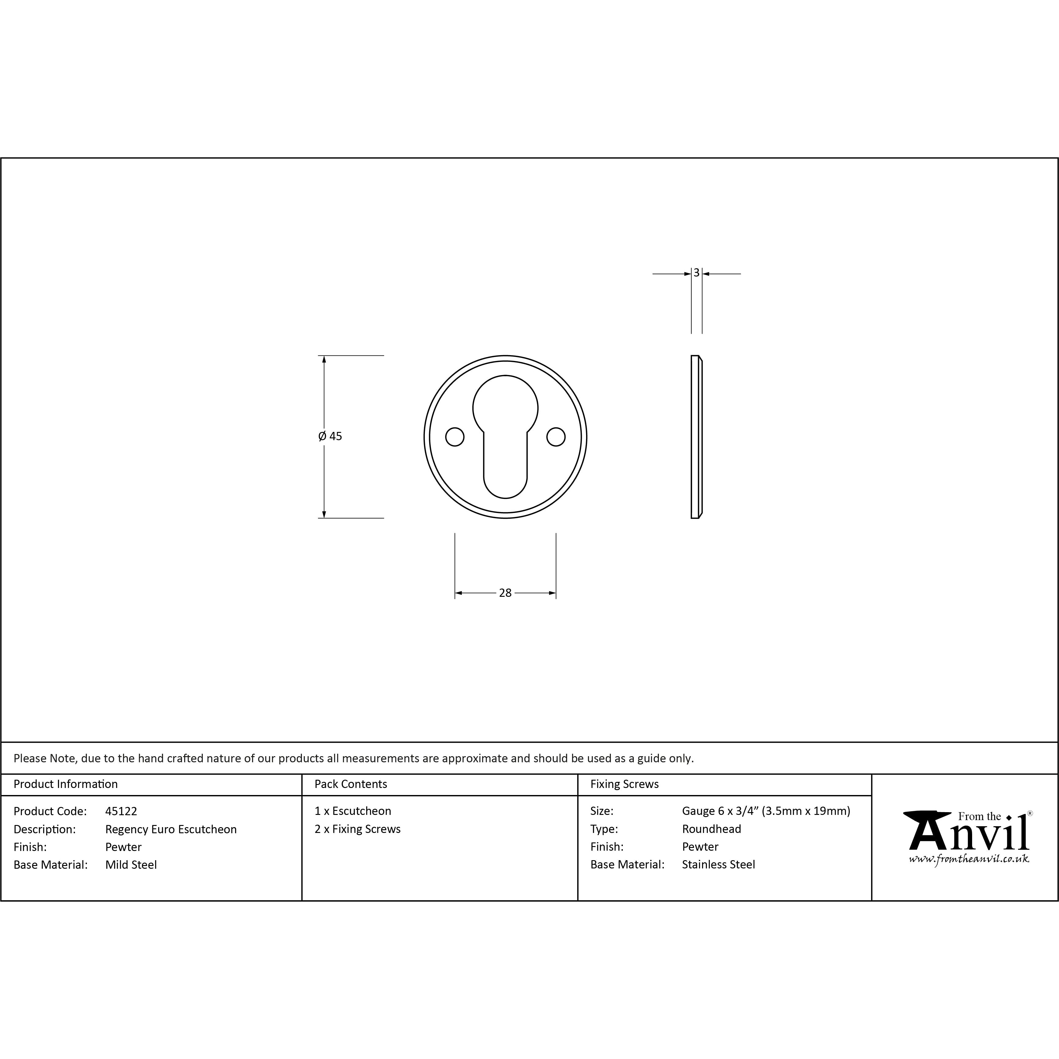 Pewter Regency Euro Escutcheon | From The Anvil-Euro Escutcheons-Yester Home