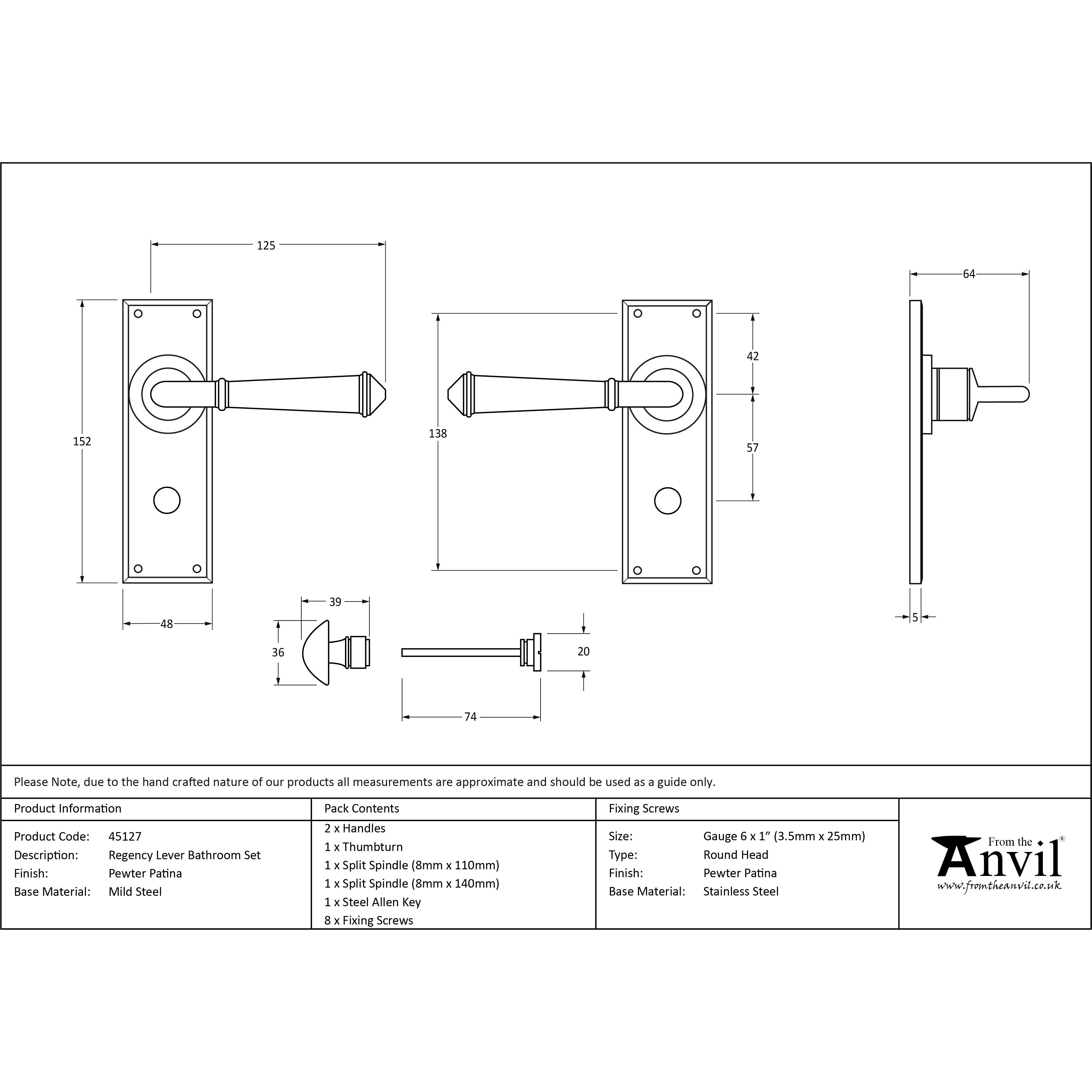 Pewter Regency Lever Bathroom Set | From The Anvil-Lever Bathroom-Yester Home
