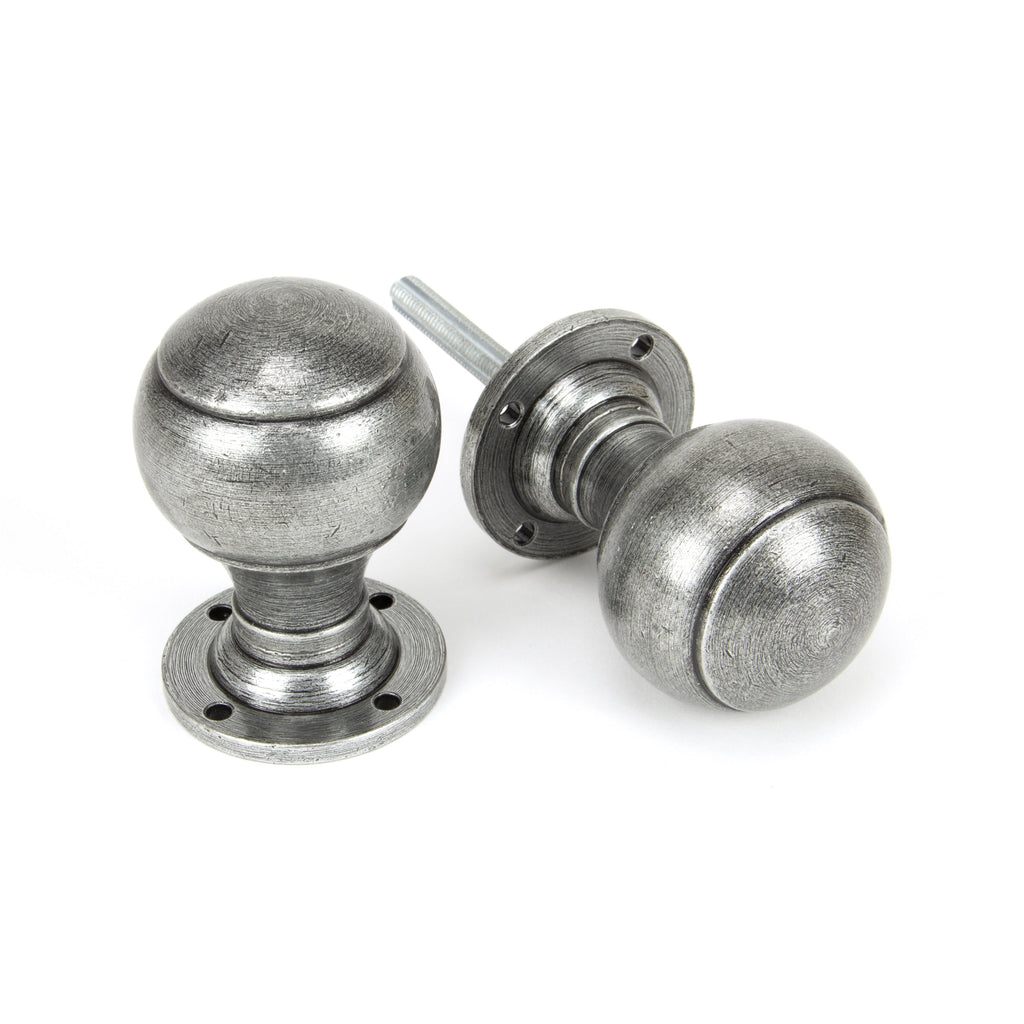 Pewter Regency Mortice/Rim Knob Set | From The Anvil-Mortice Knobs-Yester Home