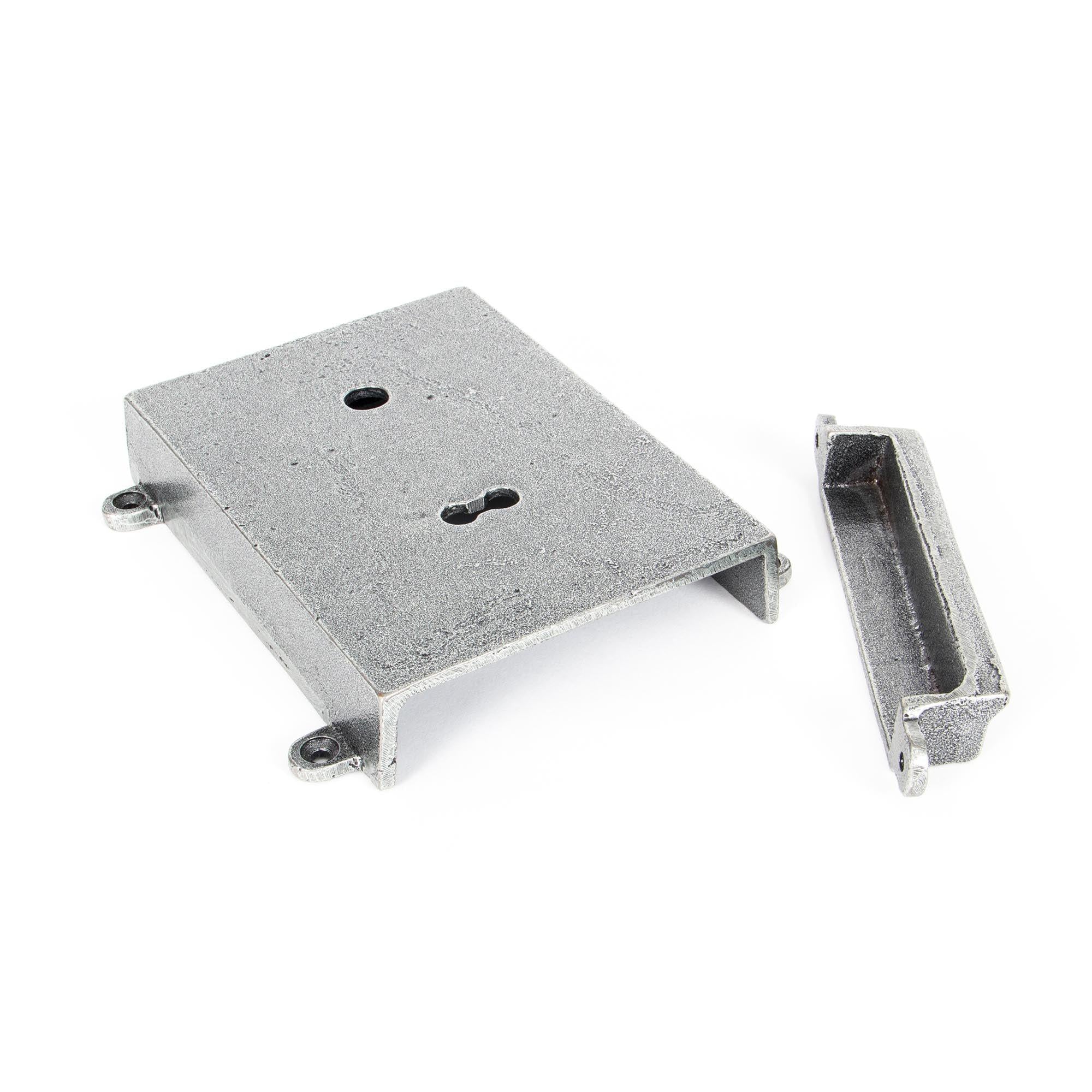 Pewter Rim Lock & Cast Iron Cover | From The Anvil - Rim Locks & Latches - From The Anvil - Yester Home